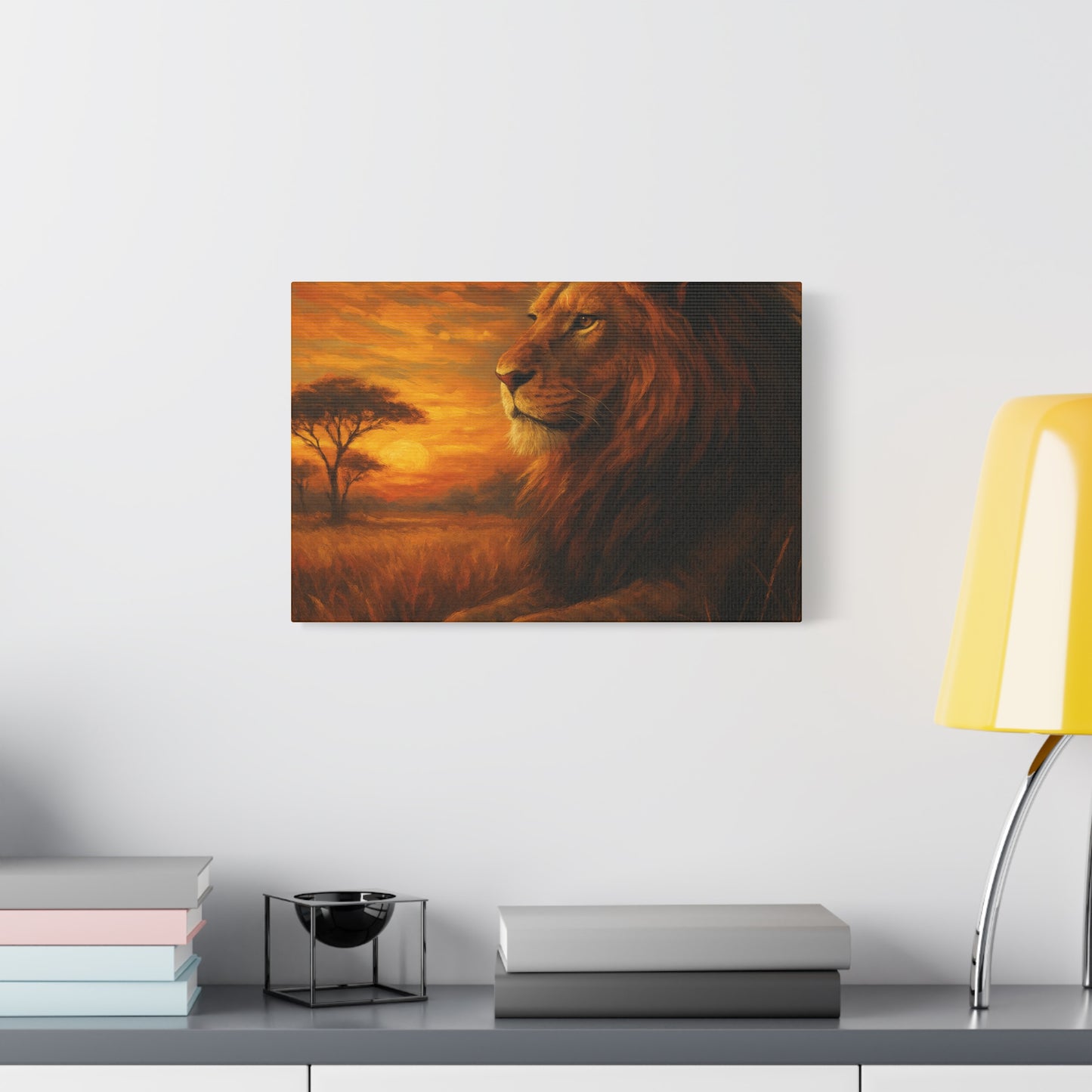 King of the Savanna - Lion Sunset Canvas
