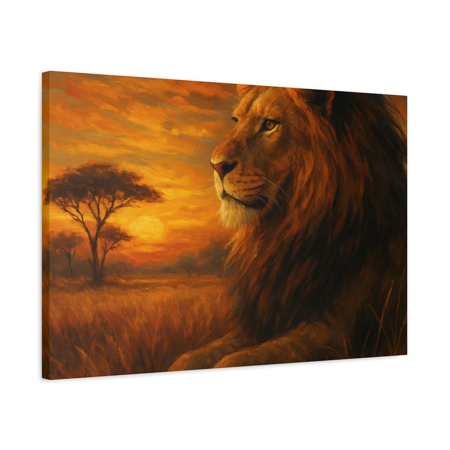 King of the Savanna - Lion Sunset Canvas