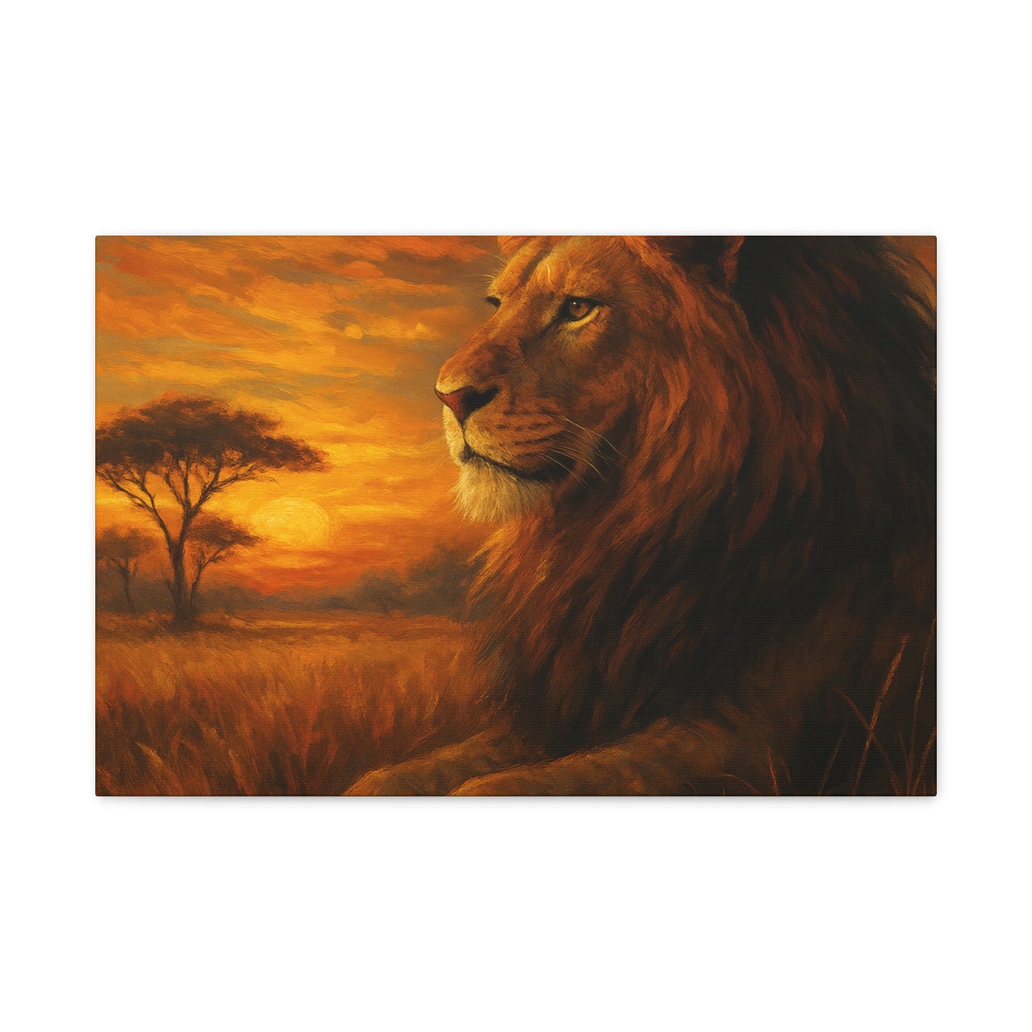 King of the Savanna - Lion Sunset Canvas