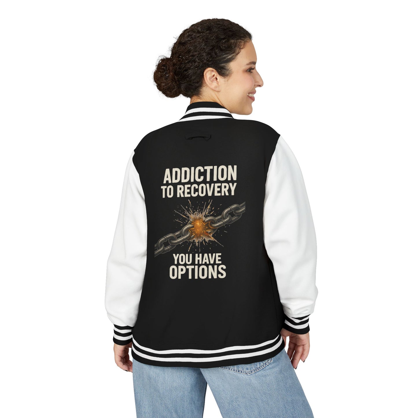 Unisex Heavyweight Letterman Jacket - Vintage Style, Perfect Gift for Recovery and Motivation, Casual Wear, Sports Jacket, College Style