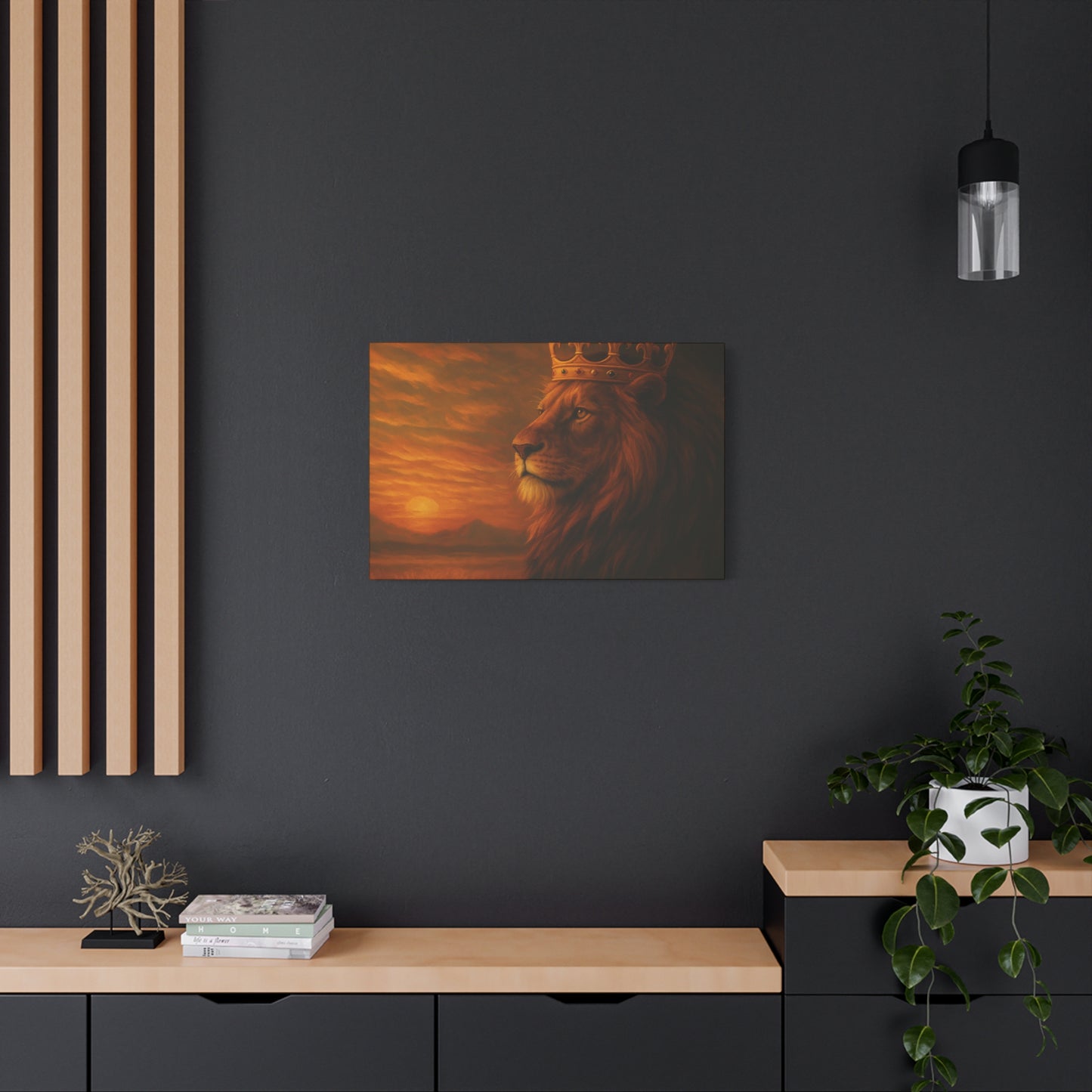 Majestic Lion Canvas Print, Animal Wall Art, Home Decor, Crowned Lion Artwork, Gift for Animal Lovers, Safari Themed Room