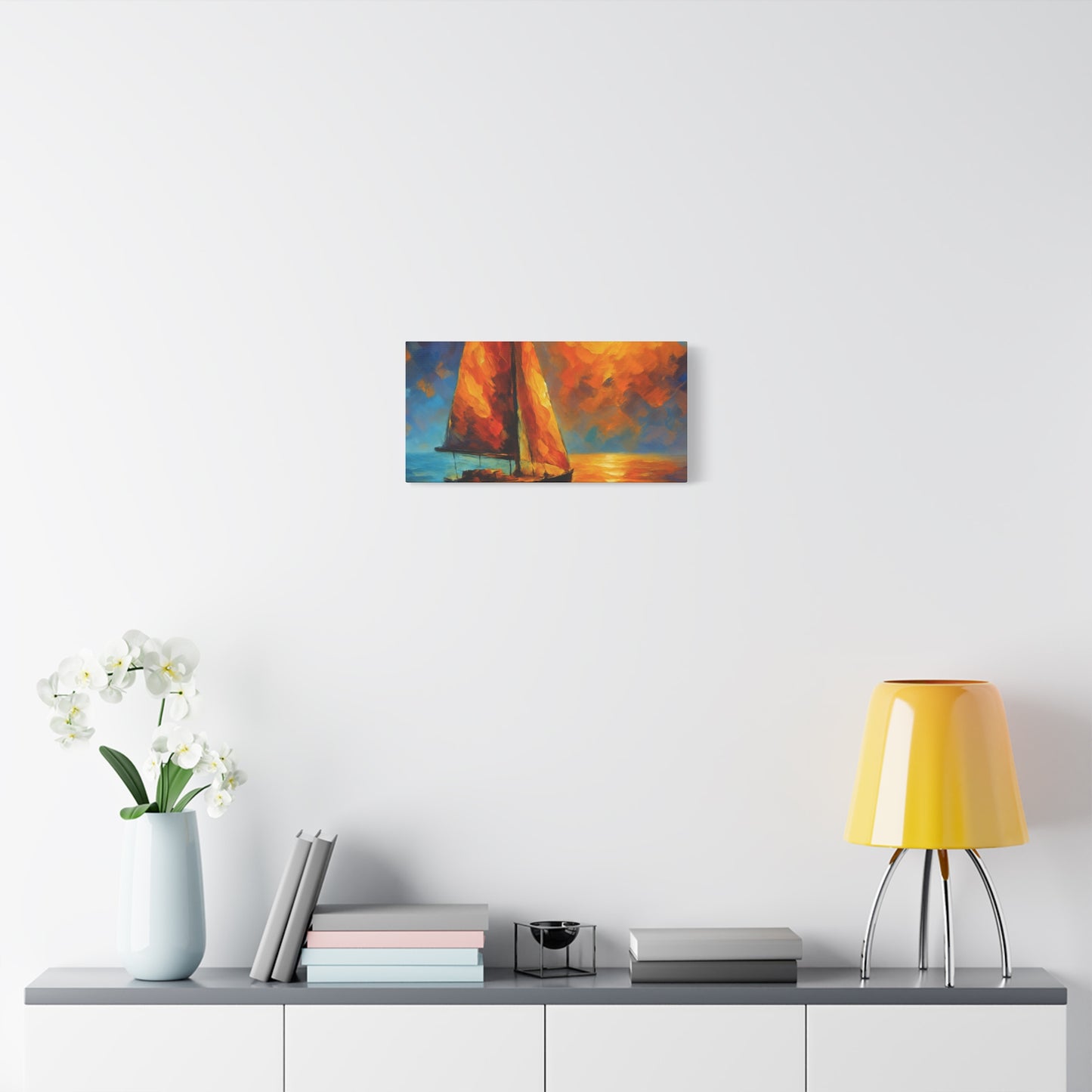 Canvas Art Print, Nautical Wall Decor, Sailboat Painting, Ocean Sunset, Home Decoration, Coastal Art