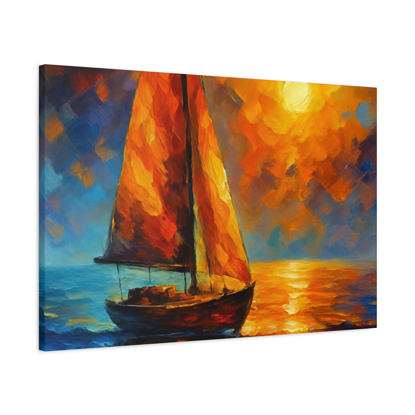 Canvas Art Print, Nautical Wall Decor, Sailboat Painting, Ocean Sunset, Home Decoration, Coastal Art