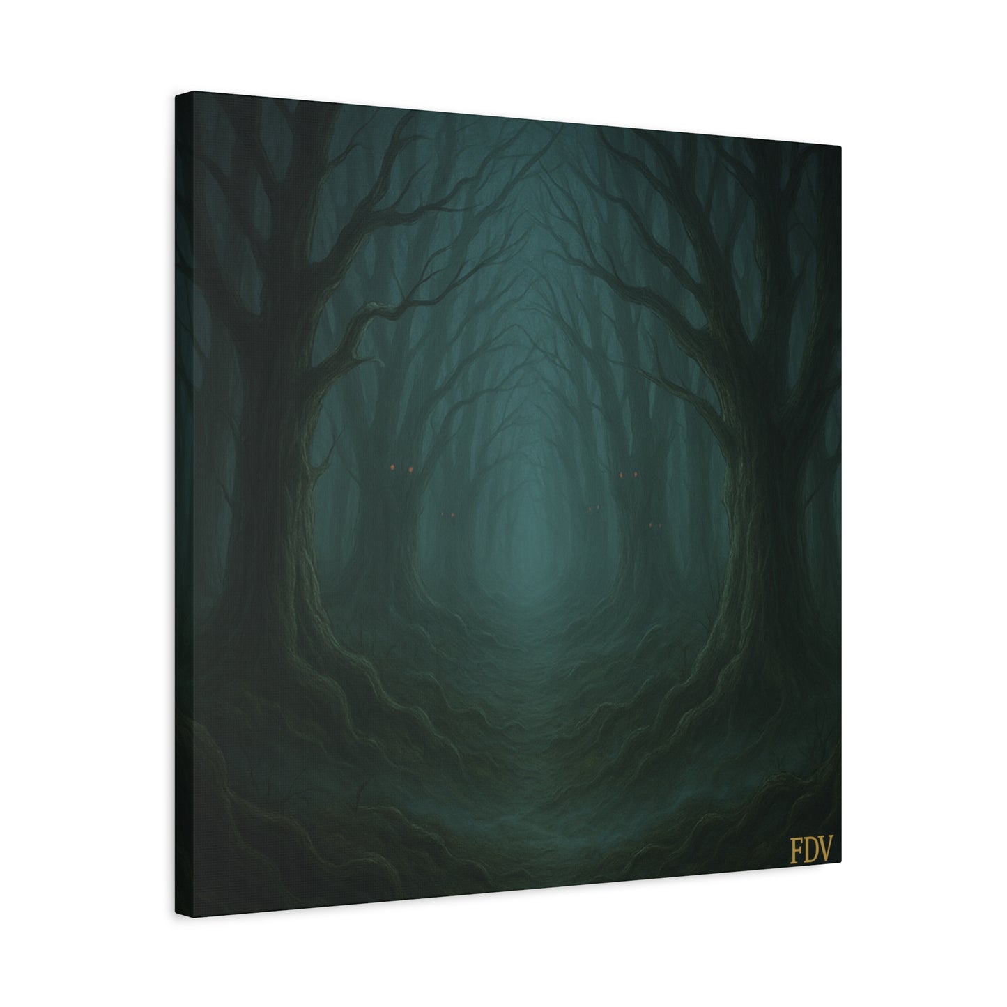 Eerie Forest Canvas Art, Spooky Home Decor, Dark Wall Hanging, Halloween Wall Art, Unique Gift for Nature Lovers, Gothic Decor
