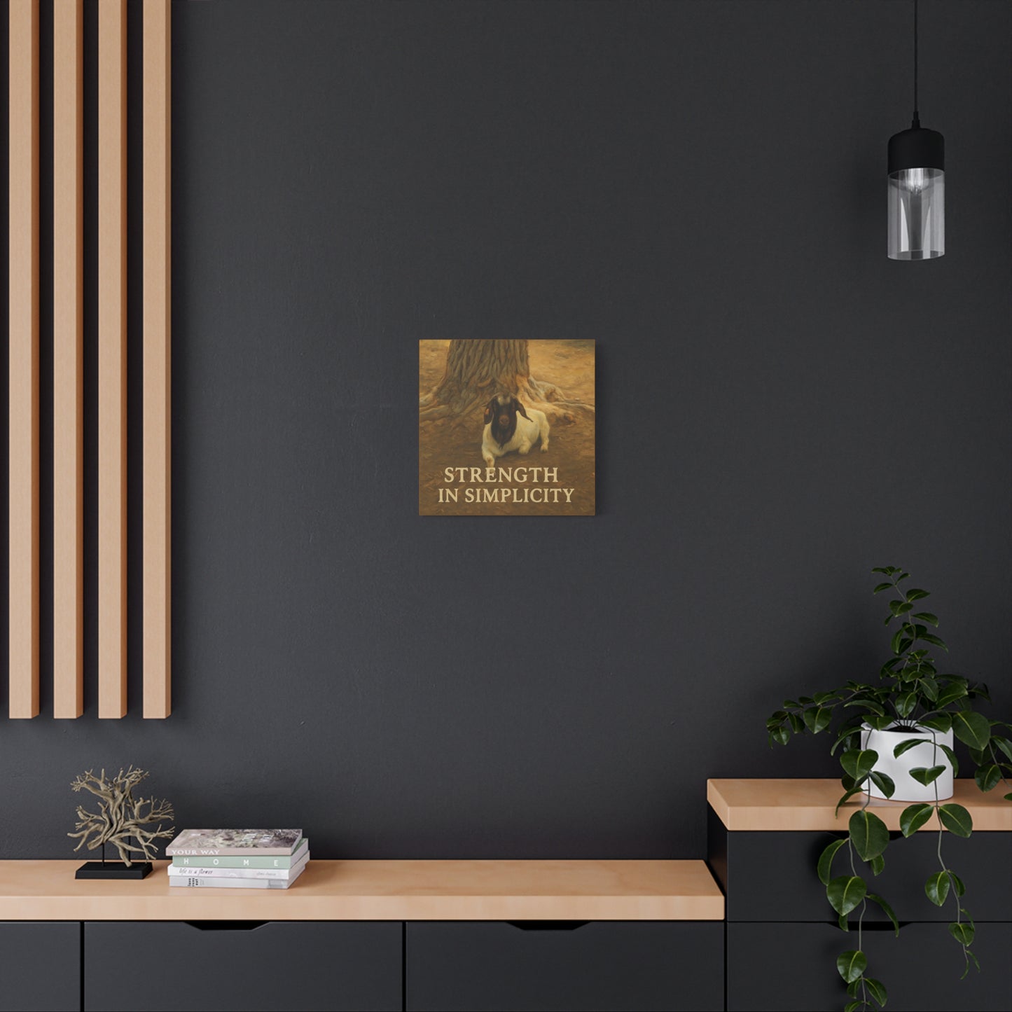 Rustic Goat Canvas Wall Art, Strength in Simplicity Decor, Farmhouse Style, Nature Lovers Gift, Art for Home