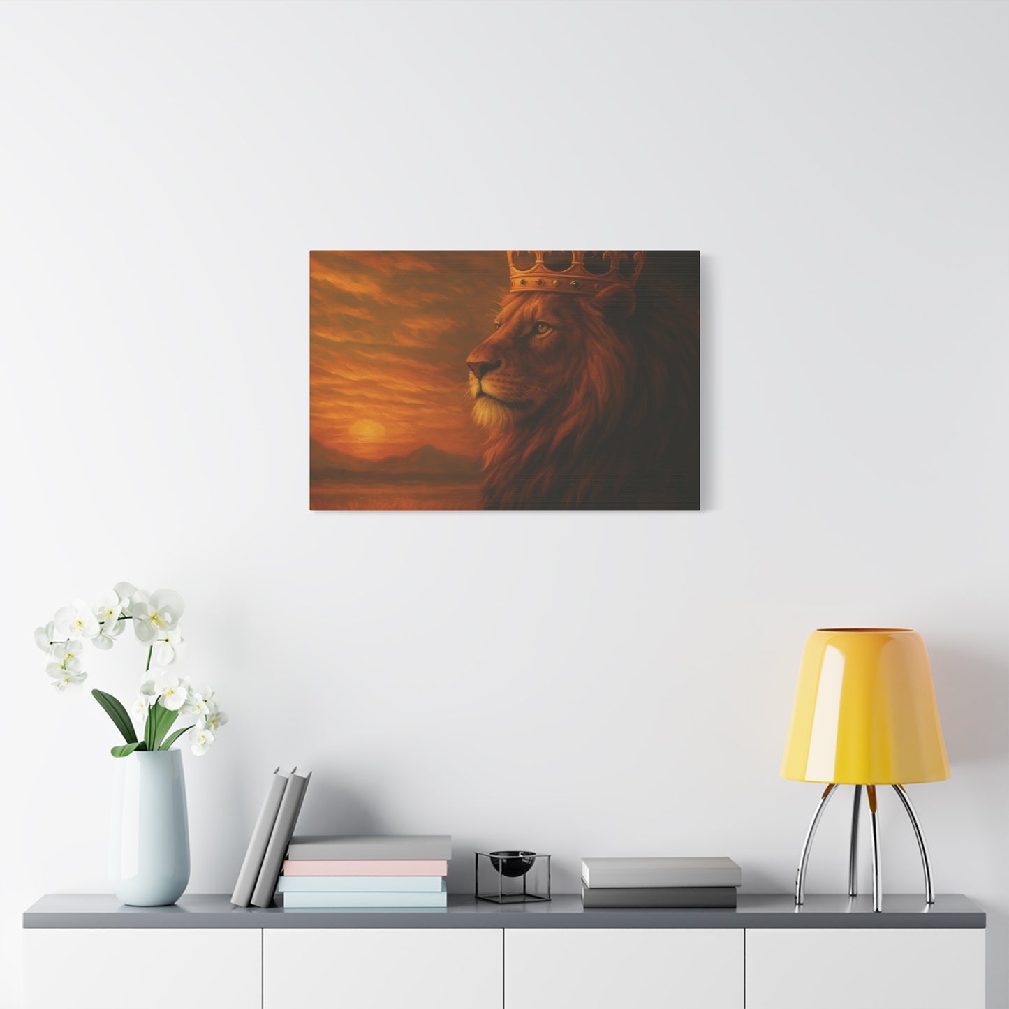 Majestic Lion Canvas Print, Animal Wall Art, Home Decor, Crowned Lion Artwork, Gift for Animal Lovers, Safari Themed Room