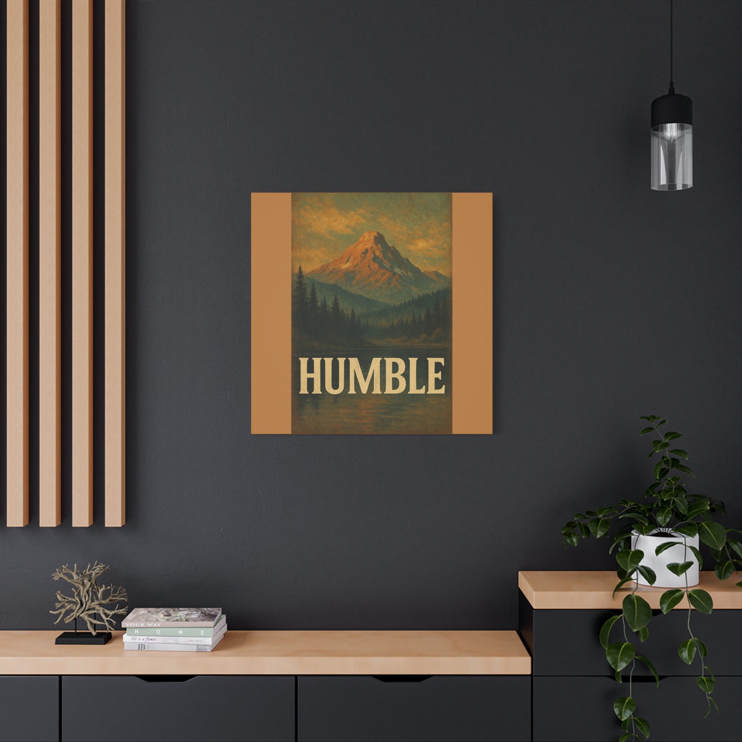 Humble Canvas Wall Art, Rustic Home Decor, Mountain Landscape Art, Inspirational Quotes Wall Art, Nature-Inspired Gift
