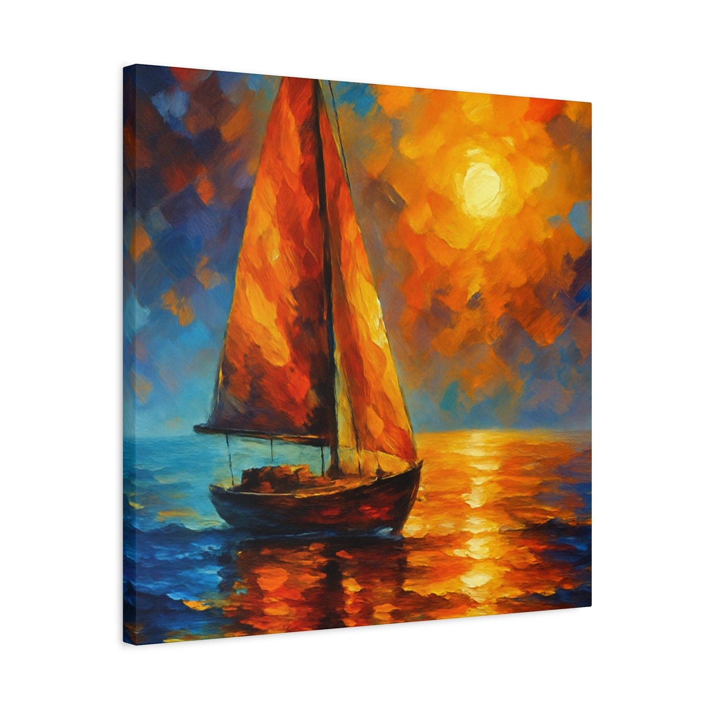 Canvas Art Print, Nautical Wall Decor, Sailboat Painting, Ocean Sunset, Home Decoration, Coastal Art