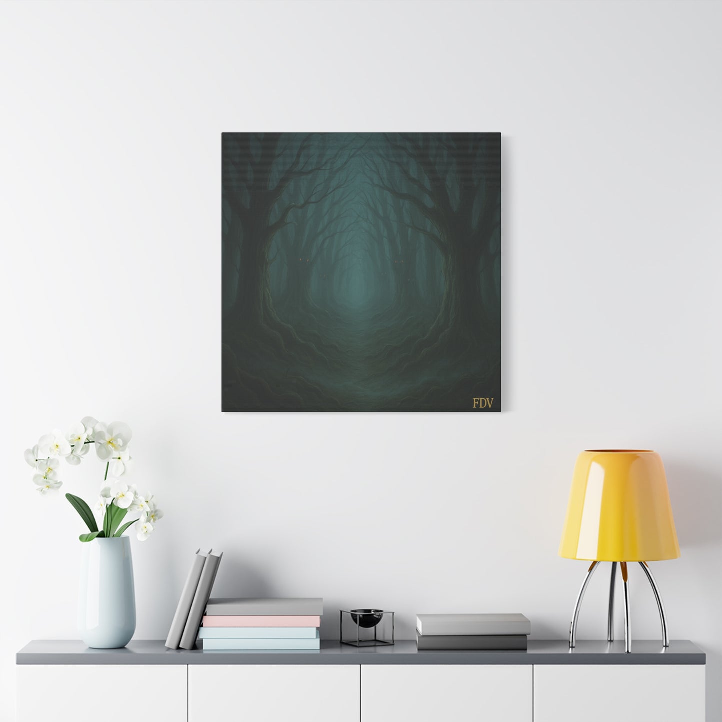 Eerie Forest Canvas Art, Spooky Home Decor, Dark Wall Hanging, Halloween Wall Art, Unique Gift for Nature Lovers, Gothic Decor
