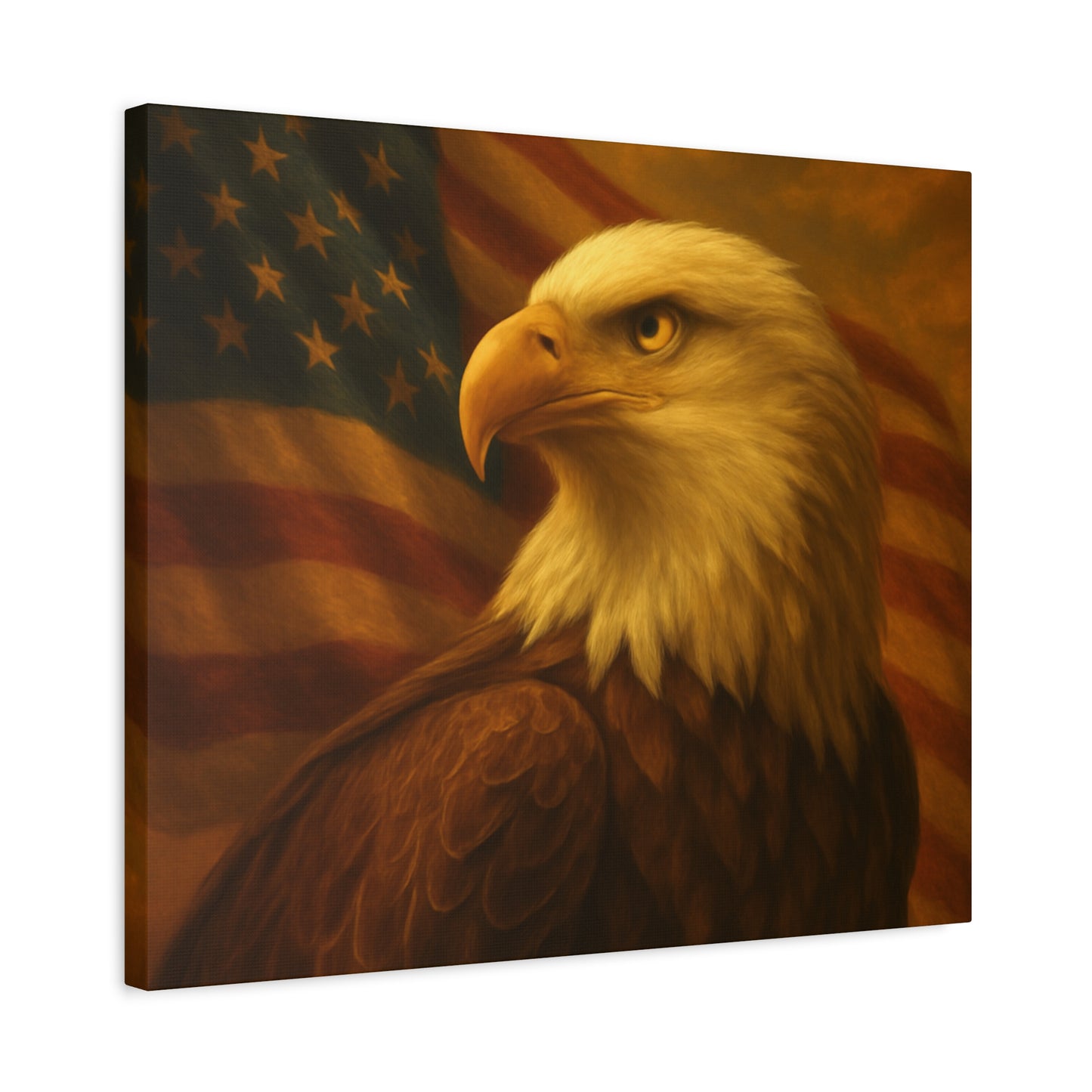 Patriotic Eagle Canvas Wall Art - American Flag Decor, Home Office, Gift for Veterans, National Holidays, Wall Decor