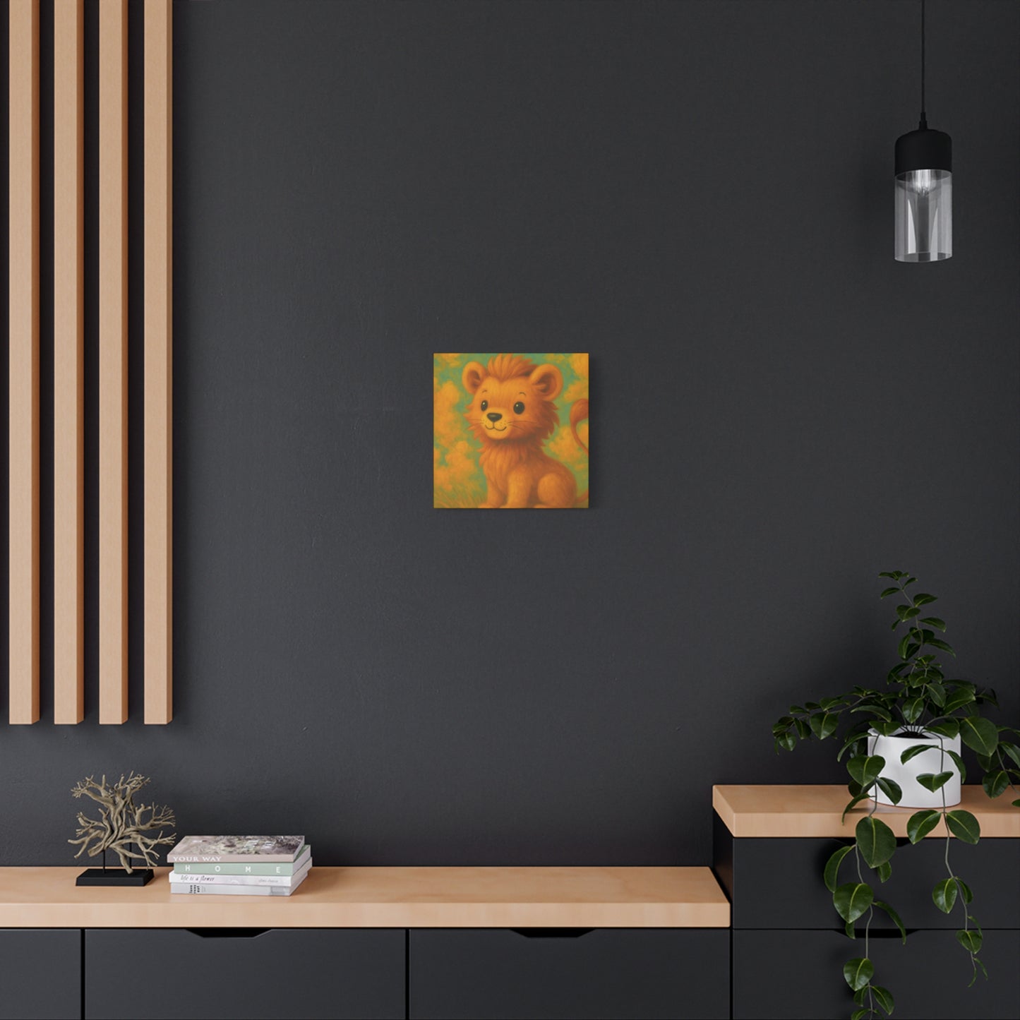Whimsical Lion Canvas Wall Art, Nursery Decor, Kids Room Decoration, Cute Animal Print, Baby Shower Gift, Playroom Art
