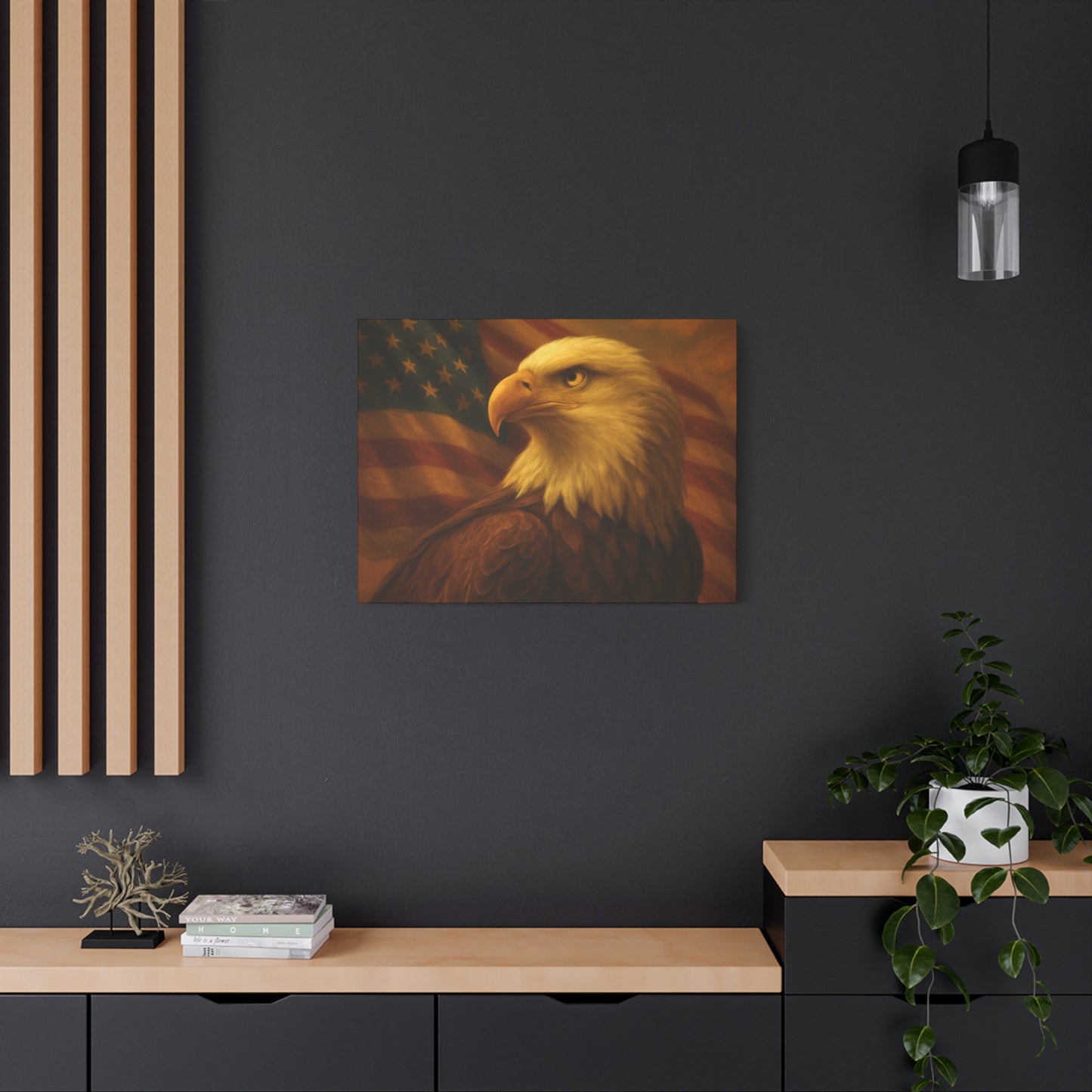 Patriotic Eagle Canvas Wall Art - American Flag Decor, Home Office, Gift for Veterans, National Holidays, Wall Decor