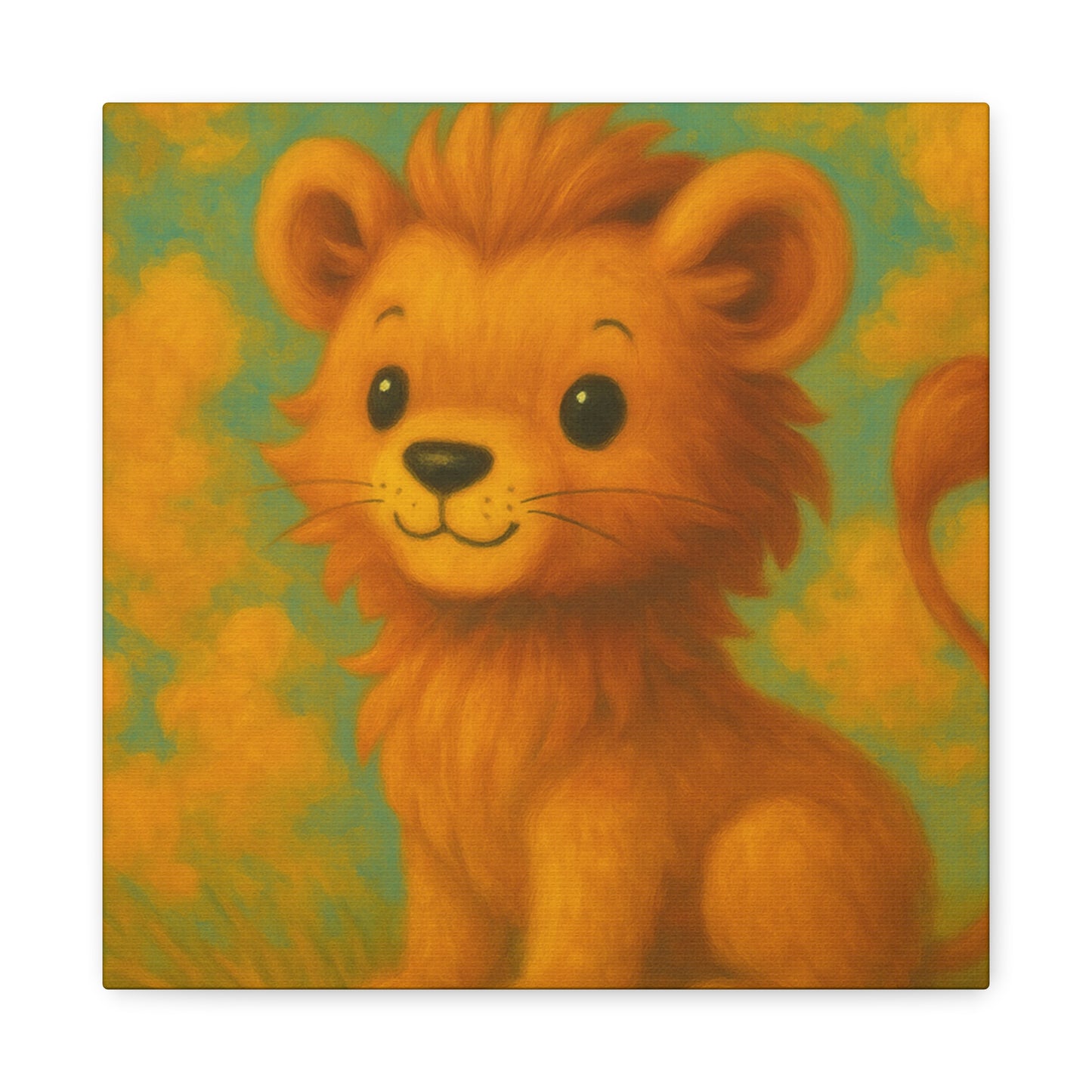 Whimsical Lion Canvas Wall Art, Nursery Decor, Kids Room Decoration, Cute Animal Print, Baby Shower Gift, Playroom Art