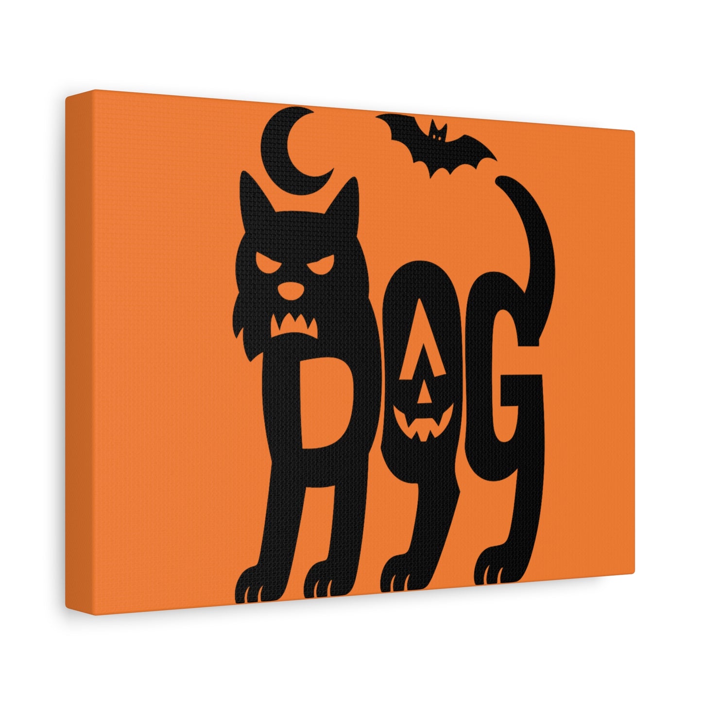 Halloween Black Cat Canvas Art, Fall Home Decor, Spooky Wall Art, Dog Pumpkin Print, Gift for Cat Lovers