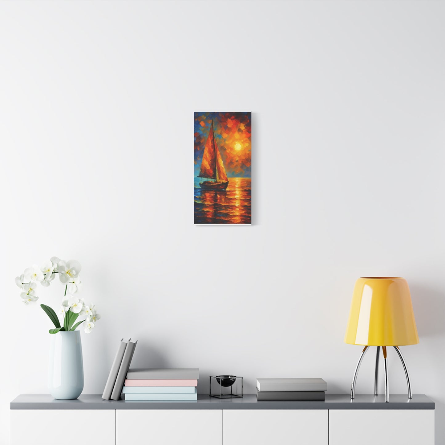 Canvas Art Print, Nautical Wall Decor, Sailboat Painting, Ocean Sunset, Home Decoration, Coastal Art