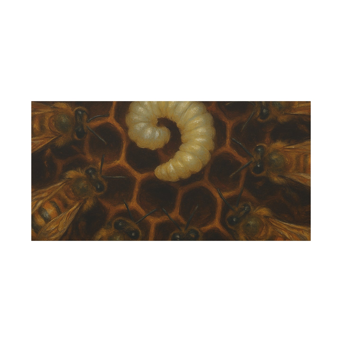 Bee Themed Wall Art Canvas, Honeycomb Decor, Nature Lover Gift, Nursery Decoration, Botanical Wall Art, Insect Art Print
