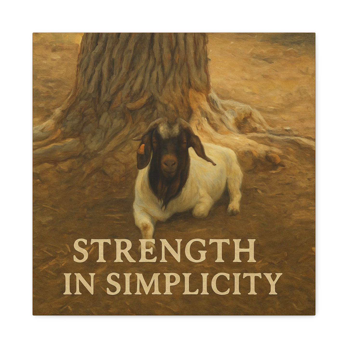 Rustic Goat Canvas Wall Art, Strength in Simplicity Decor, Farmhouse Style, Nature Lovers Gift, Art for Home