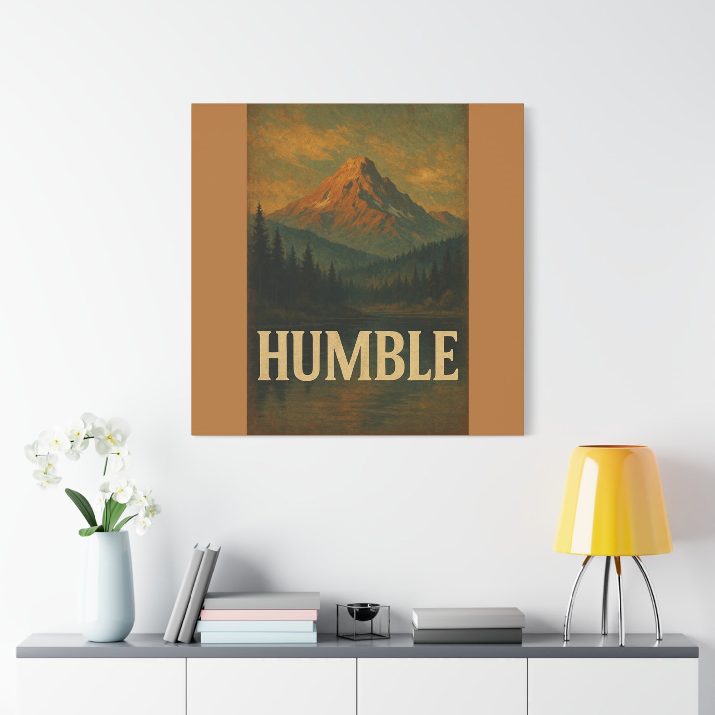 Humble Canvas Wall Art, Rustic Home Decor, Mountain Landscape Art, Inspirational Quotes Wall Art, Nature-Inspired Gift
