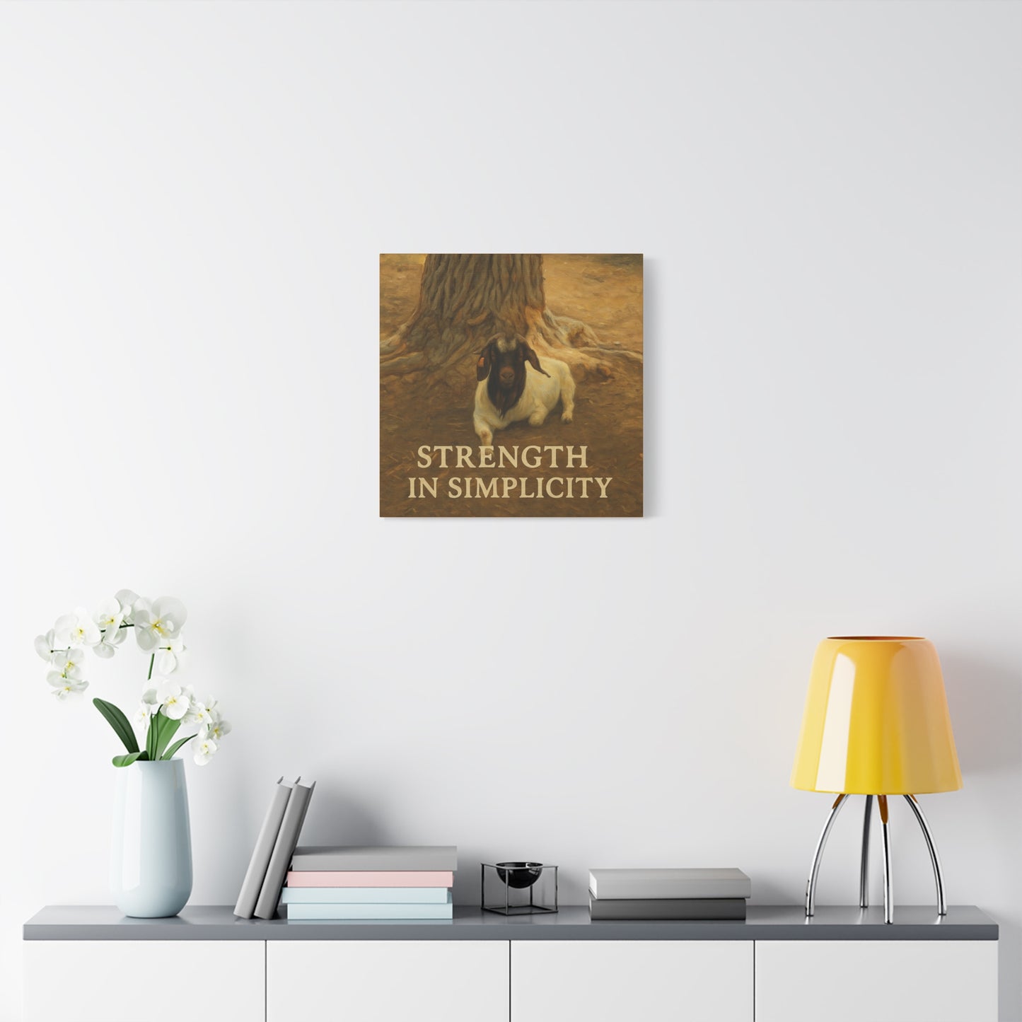 Rustic Goat Canvas Wall Art, Strength in Simplicity Decor, Farmhouse Style, Nature Lovers Gift, Art for Home
