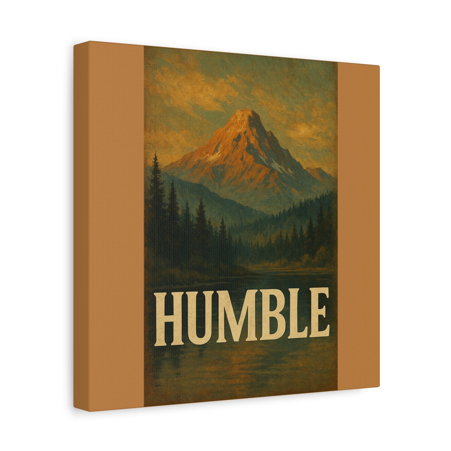 Humble Canvas Wall Art, Rustic Home Decor, Mountain Landscape Art, Inspirational Quotes Wall Art, Nature-Inspired Gift