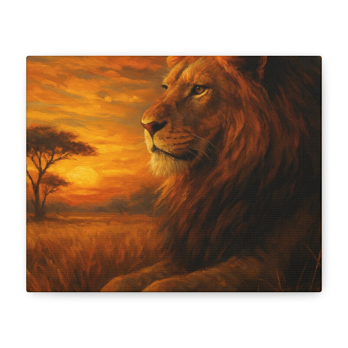 King of the Savanna - Lion Sunset Canvas