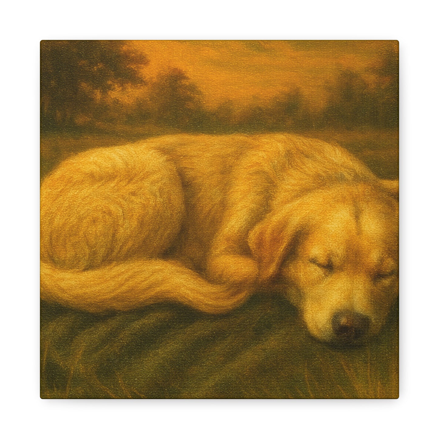 Golden Retriever Art Canvas Print, Dog Lovers Decor, Warm Home Wall Art, Gift for Pet Owners, Relaxing Pet Artwork