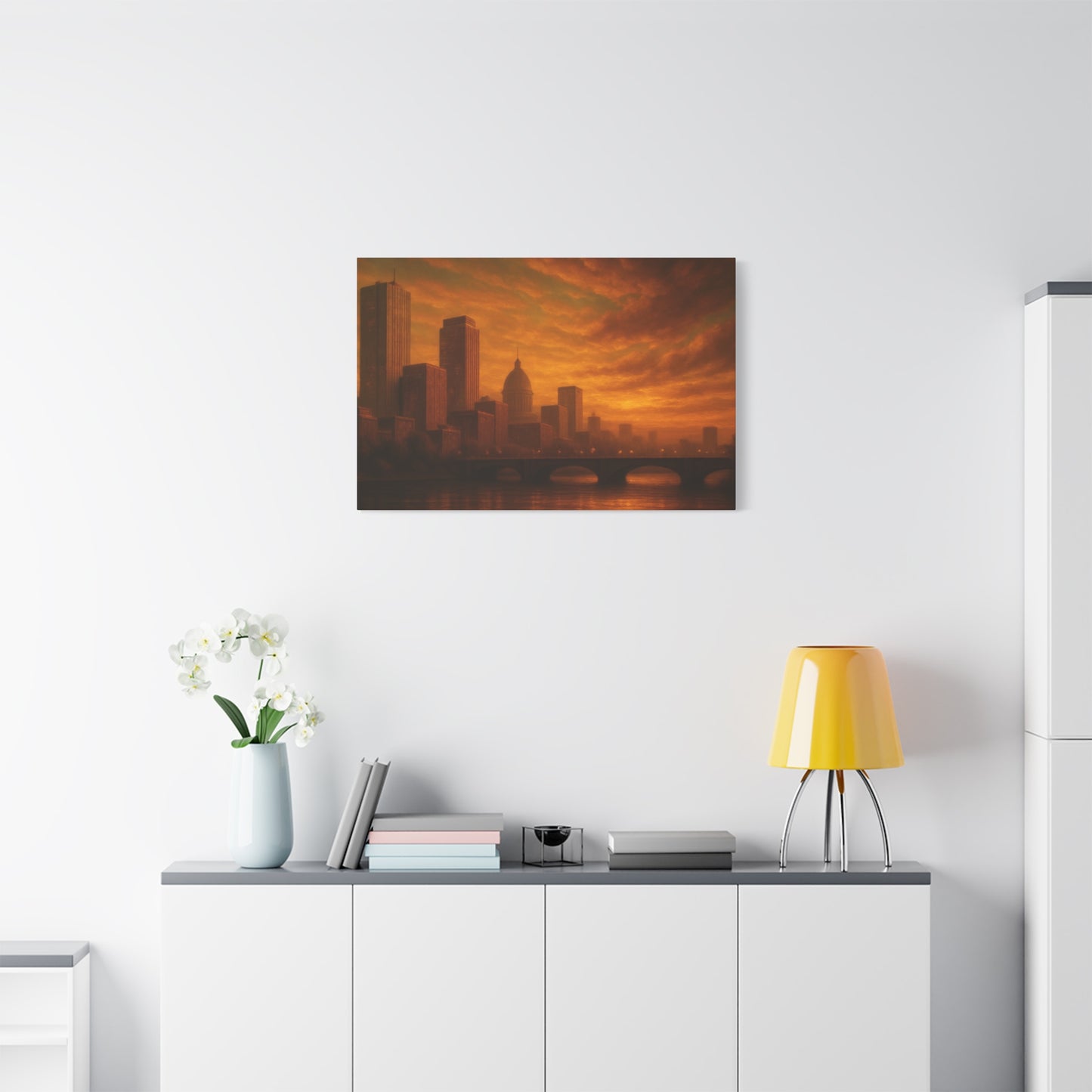 Sunset Cityscape Wall Art, Canvas Print, Home Decor, Urban Landscape, Unique Gift, Modern Art, Interior Design