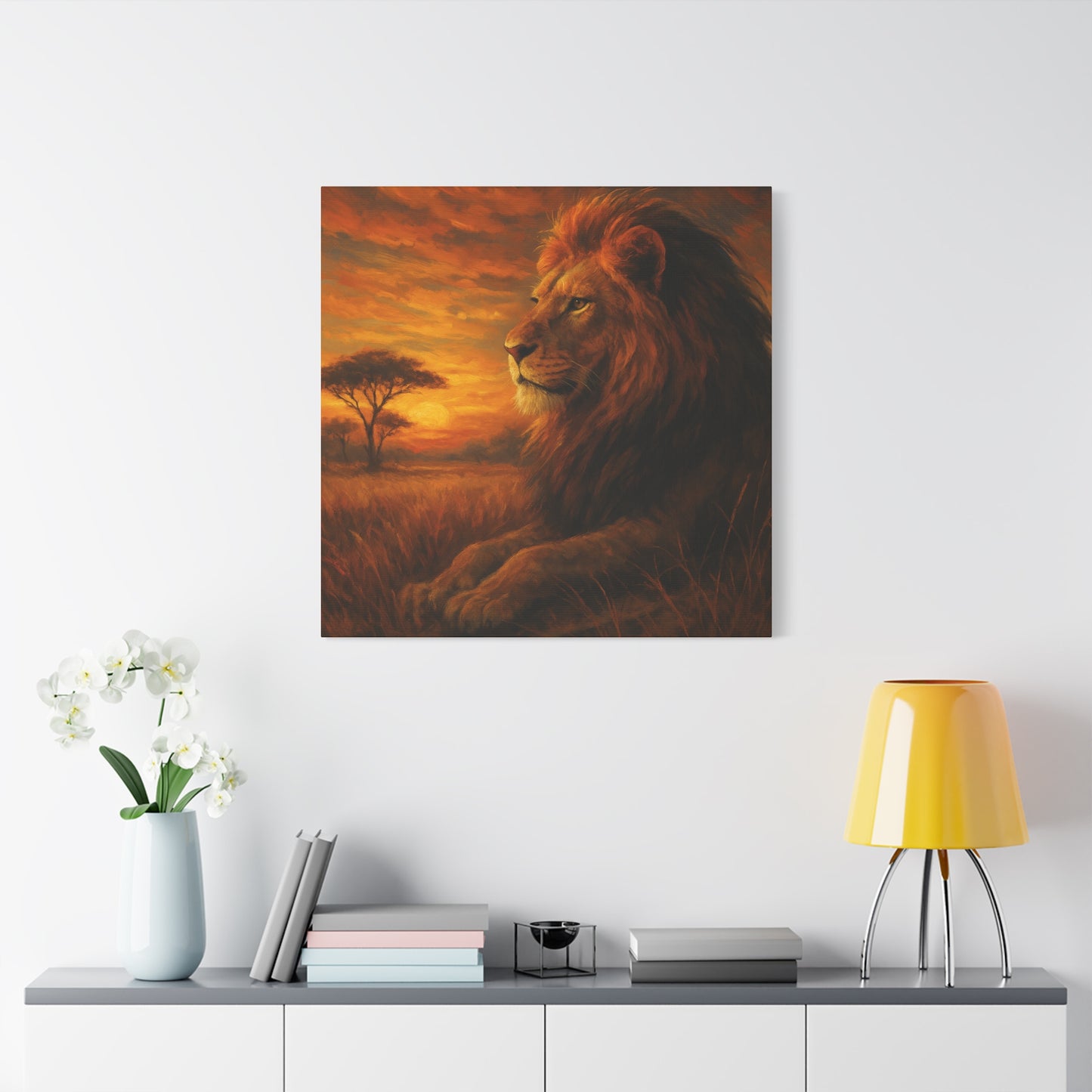 King of the Savanna - Lion Sunset Canvas