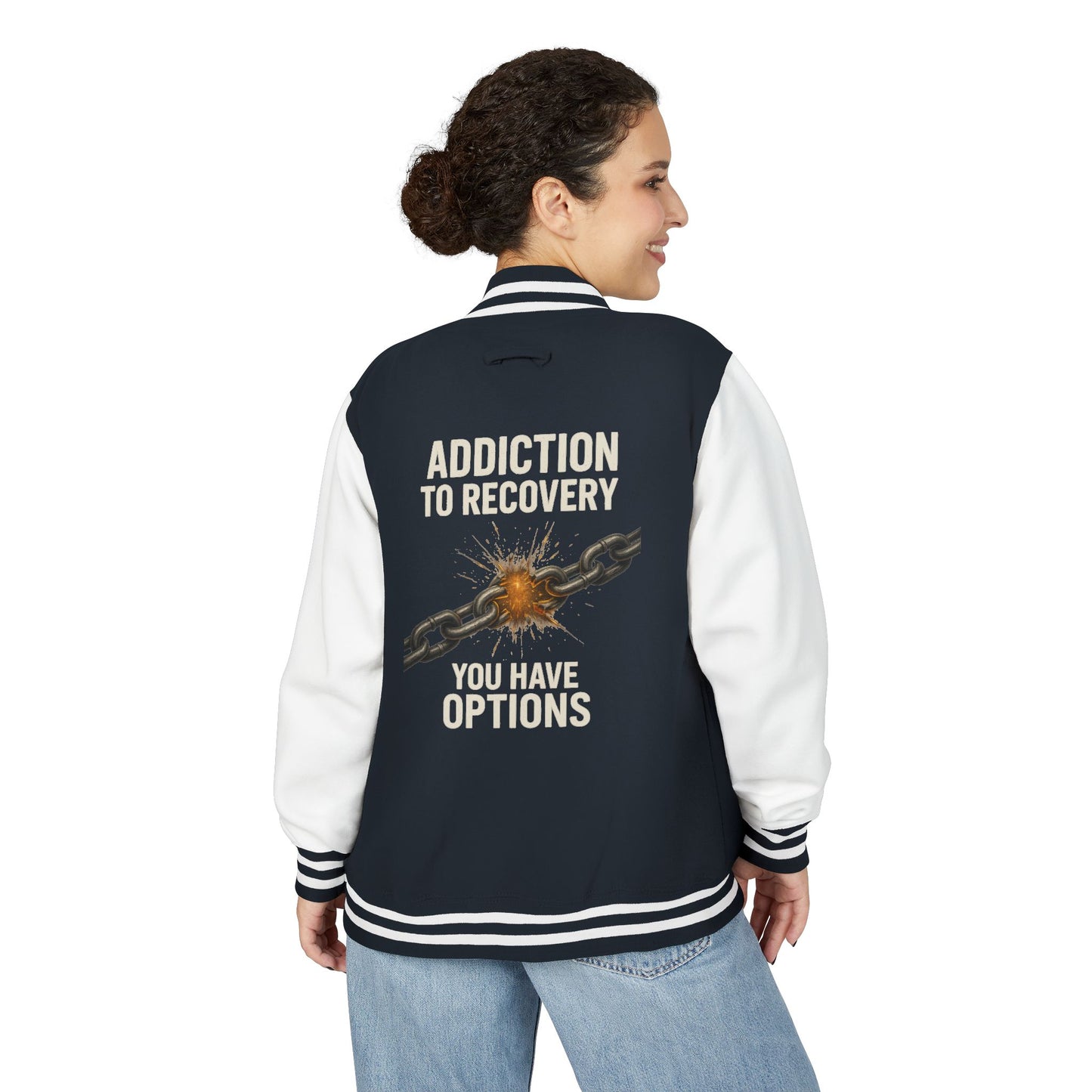 Unisex Heavyweight Letterman Jacket - Vintage Style, Perfect Gift for Recovery and Motivation, Casual Wear, Sports Jacket, College Style