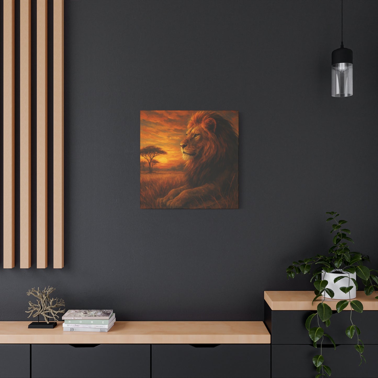 King of the Savanna - Lion Sunset Canvas