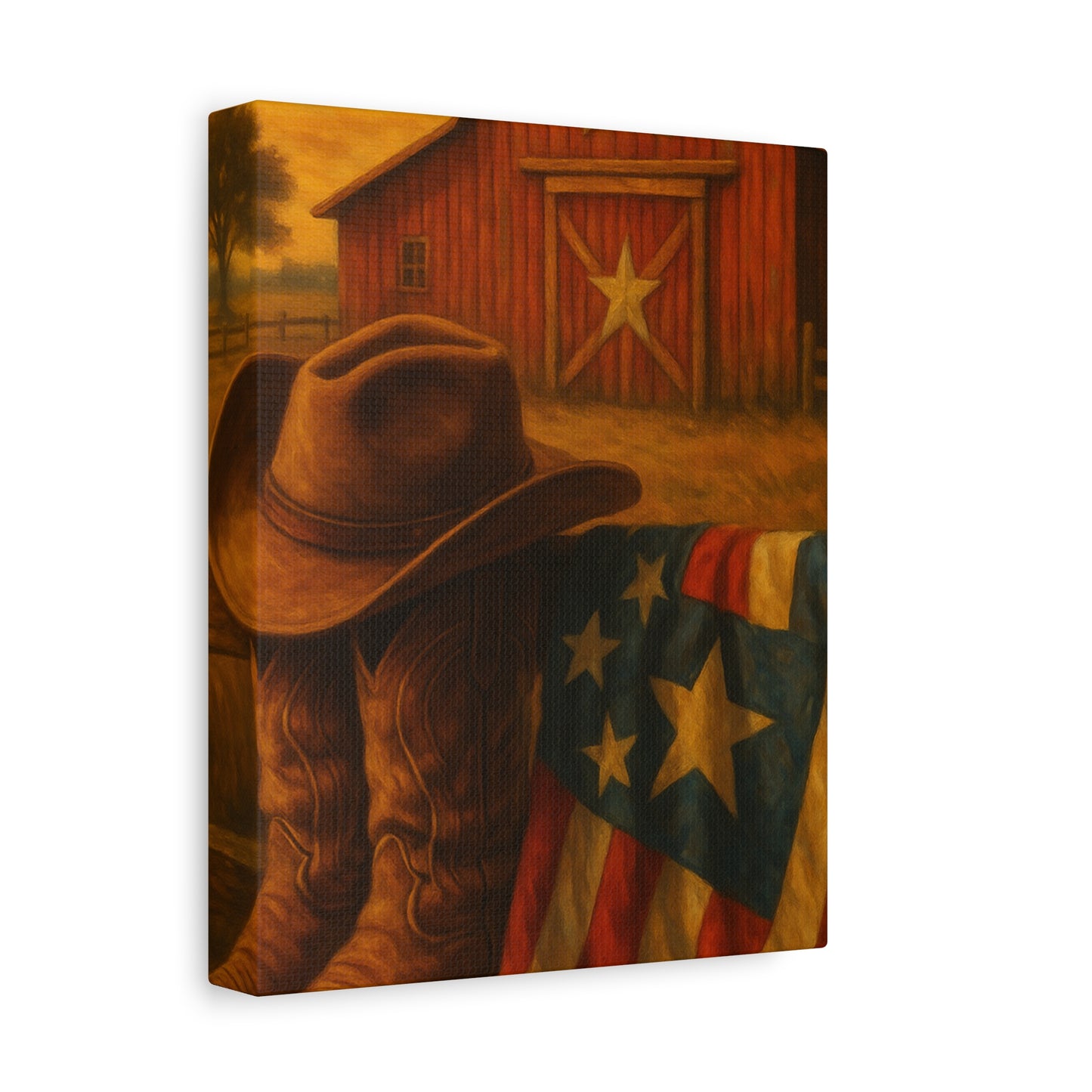 Rustic Canvas Art Print, Western Decor, Cowboy Hat and Boots, Americana Wall Art, Perfect Gift for Country Lovers