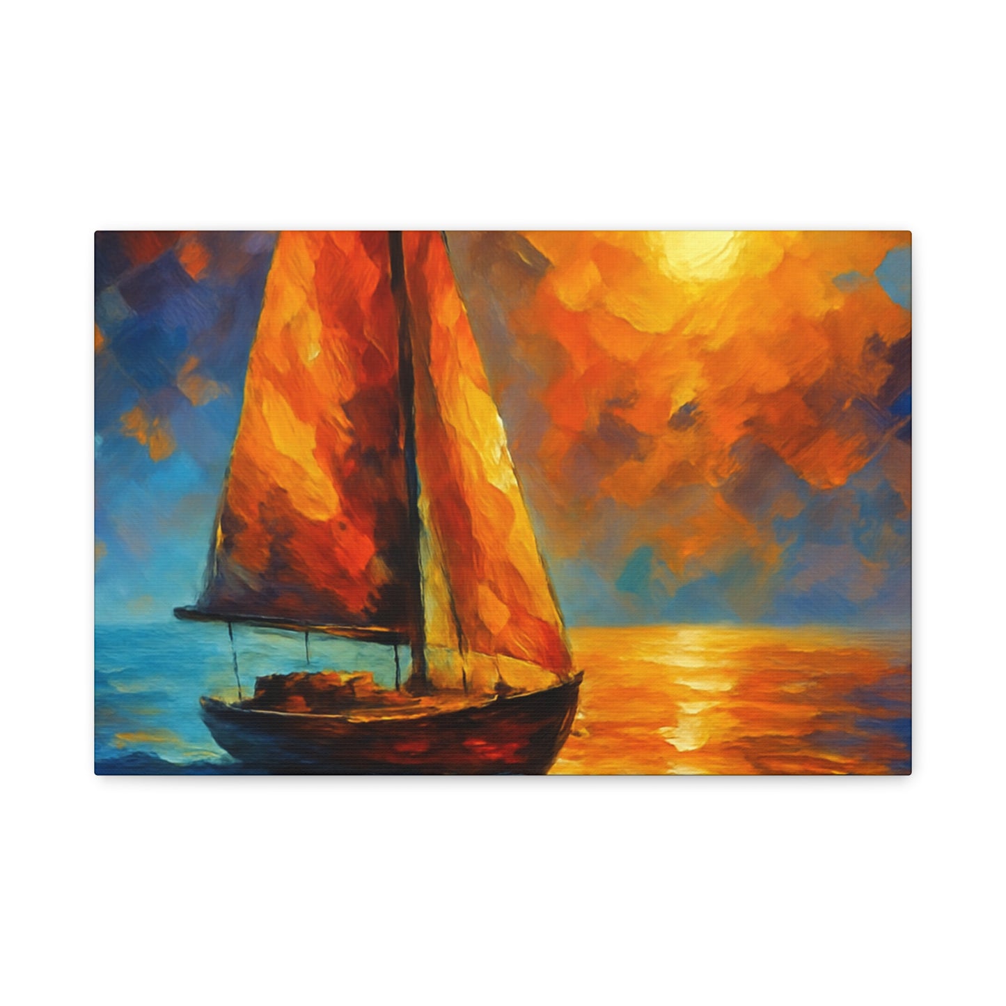 Canvas Art Print, Nautical Wall Decor, Sailboat Painting, Ocean Sunset, Home Decoration, Coastal Art