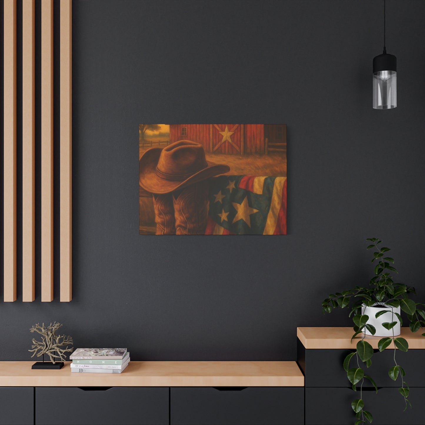Rustic Canvas Art Print, Western Decor, Cowboy Hat and Boots, Americana Wall Art, Perfect Gift for Country Lovers