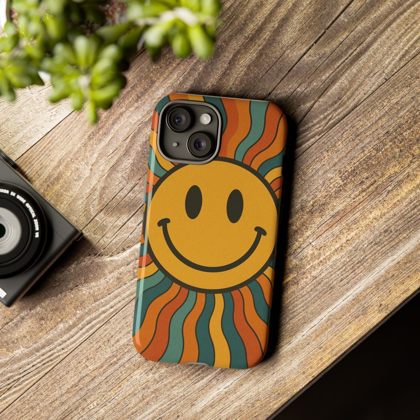 Colorful Smiley Phone Case, Retro Vibe Phone Cover, Cute Gift for Kids and Adults, Fun Protector for Everyday Use, Eco-Friendly Merchandise