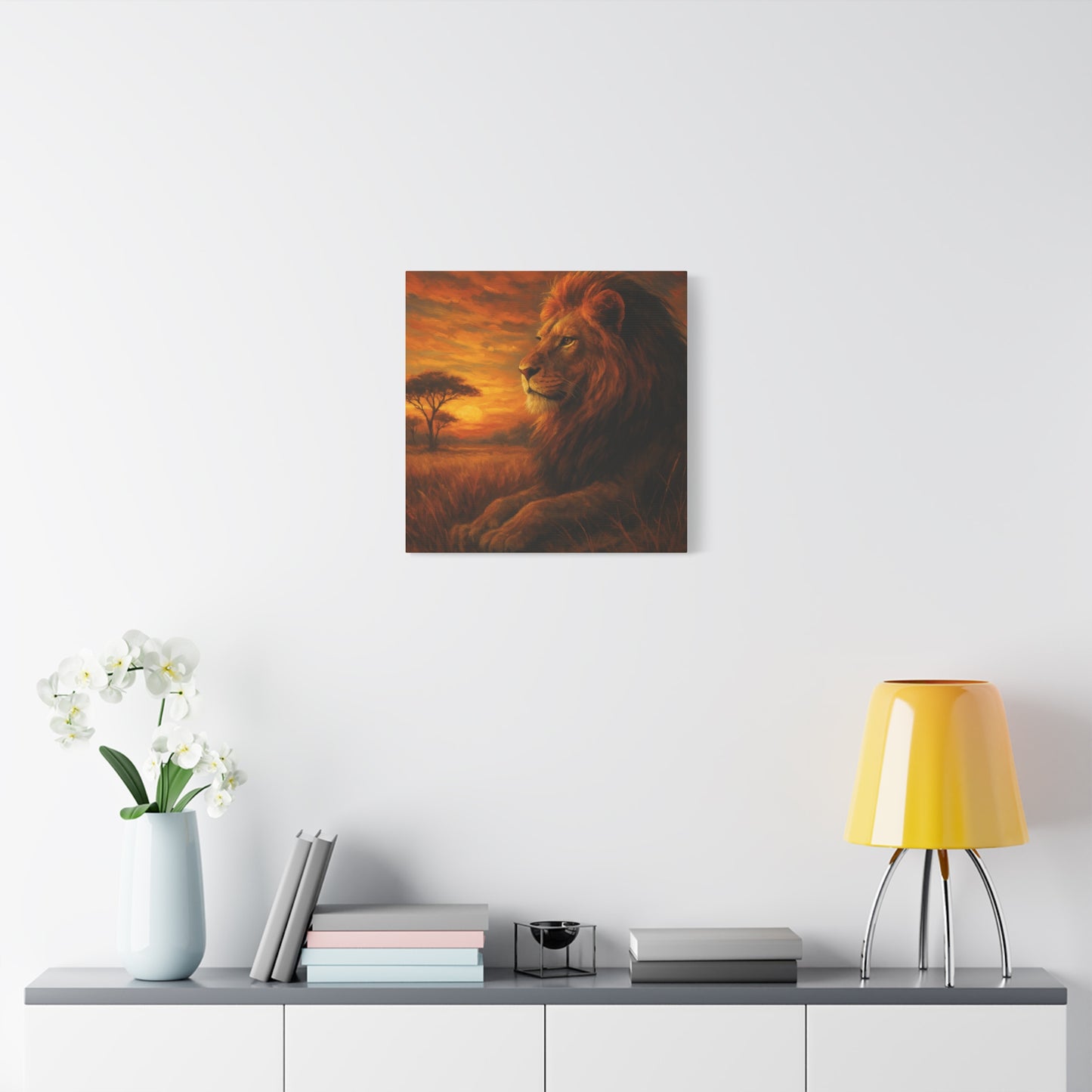 King of the Savanna - Lion Sunset Canvas
