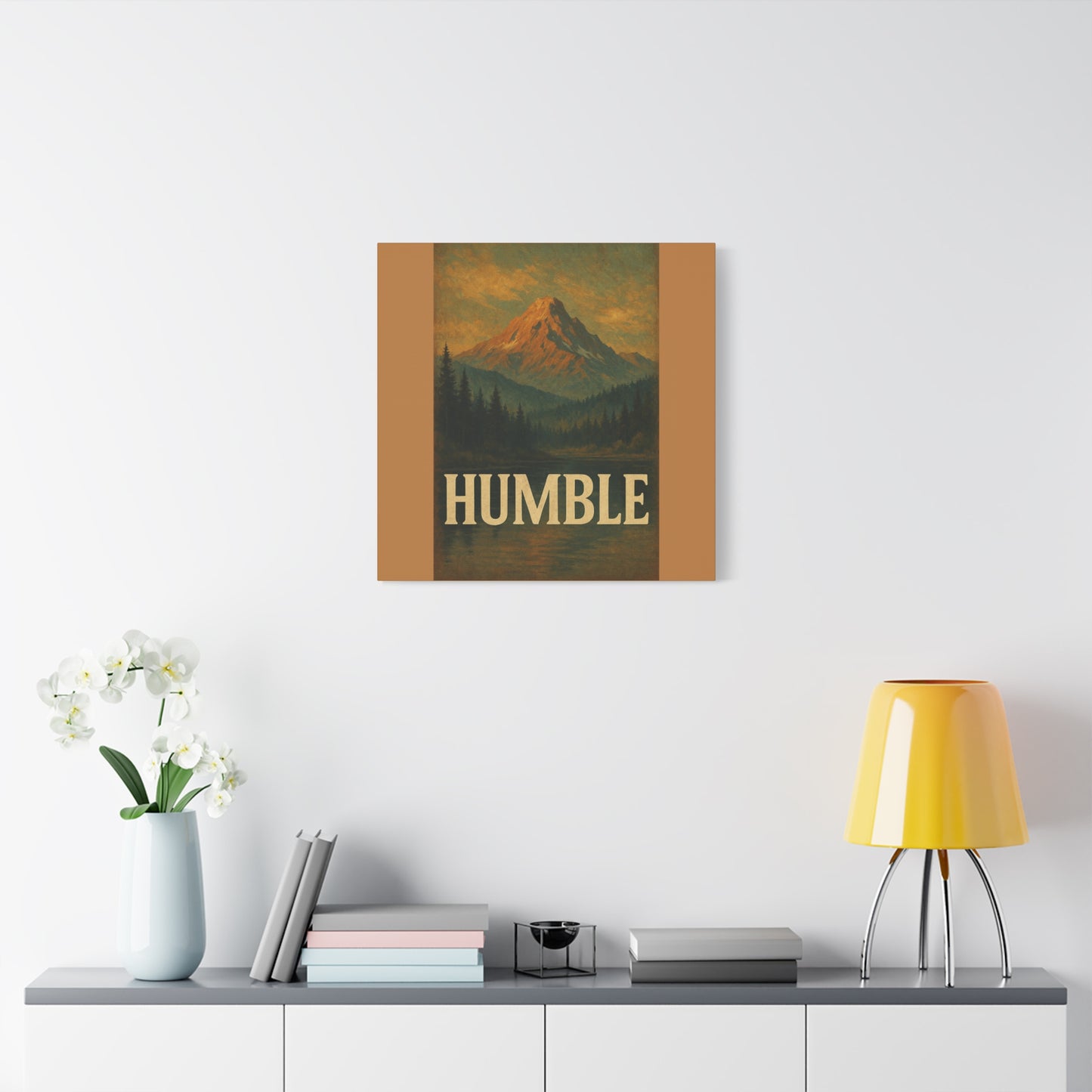 Humble Canvas Wall Art, Rustic Home Decor, Mountain Landscape Art, Inspirational Quotes Wall Art, Nature-Inspired Gift