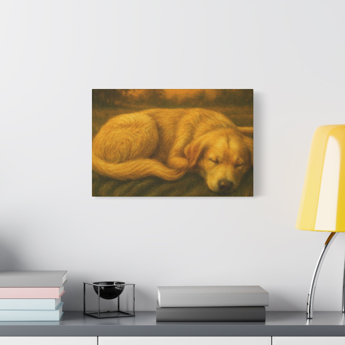 Golden Retriever Art Canvas Print, Dog Lovers Decor, Warm Home Wall Art, Gift for Pet Owners, Relaxing Pet Artwork