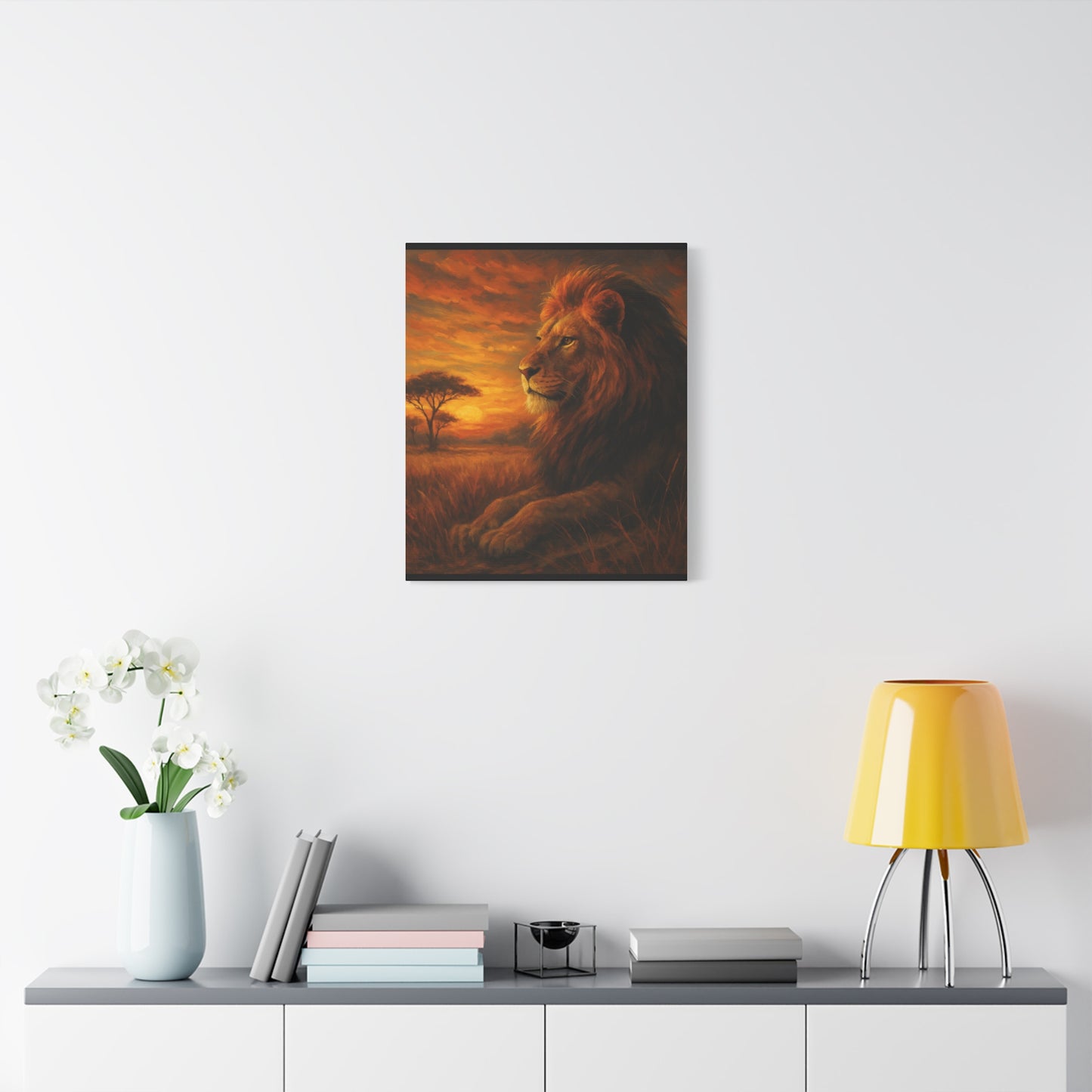 King of the Savanna - Lion Sunset Canvas