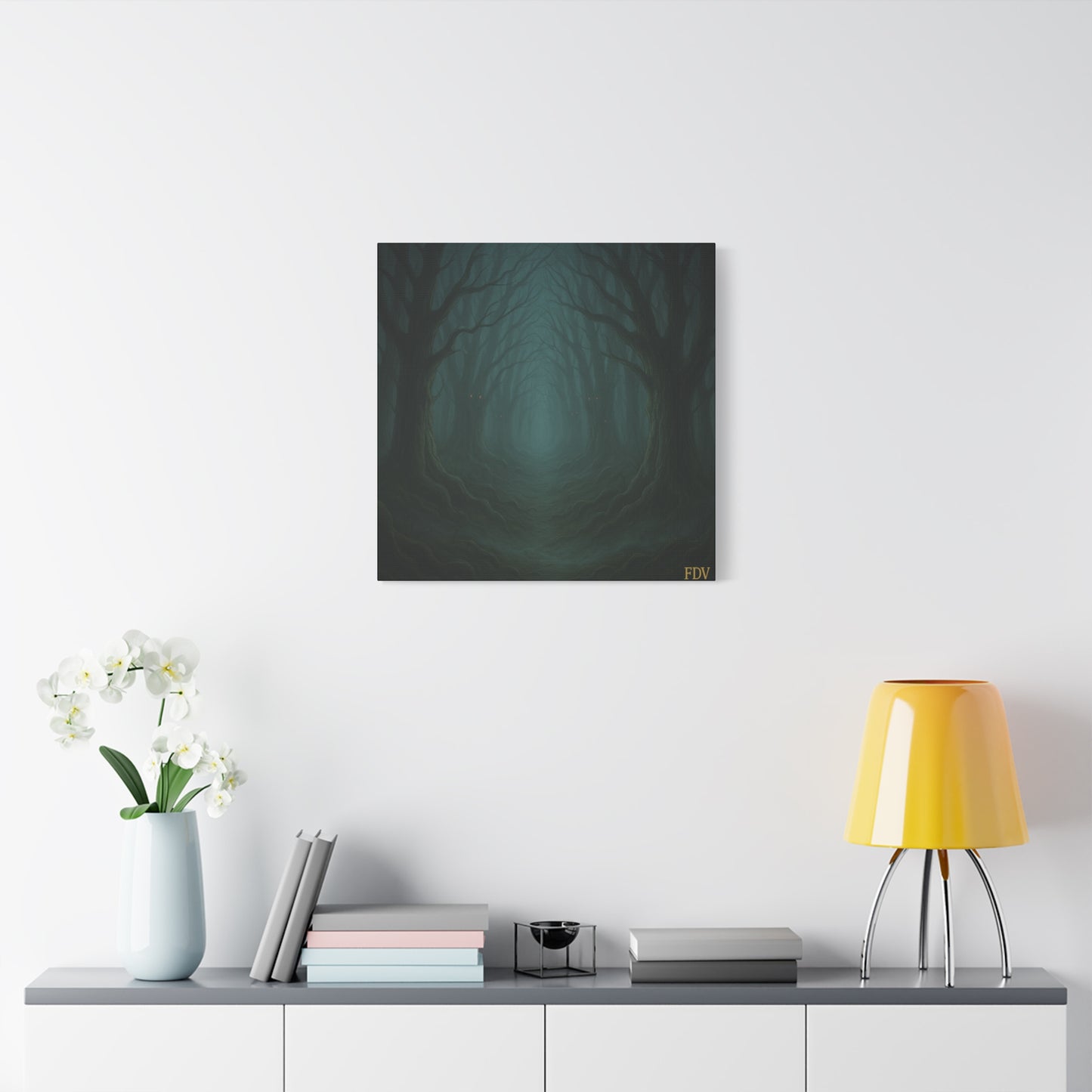 Eerie Forest Canvas Art, Spooky Home Decor, Dark Wall Hanging, Halloween Wall Art, Unique Gift for Nature Lovers, Gothic Decor