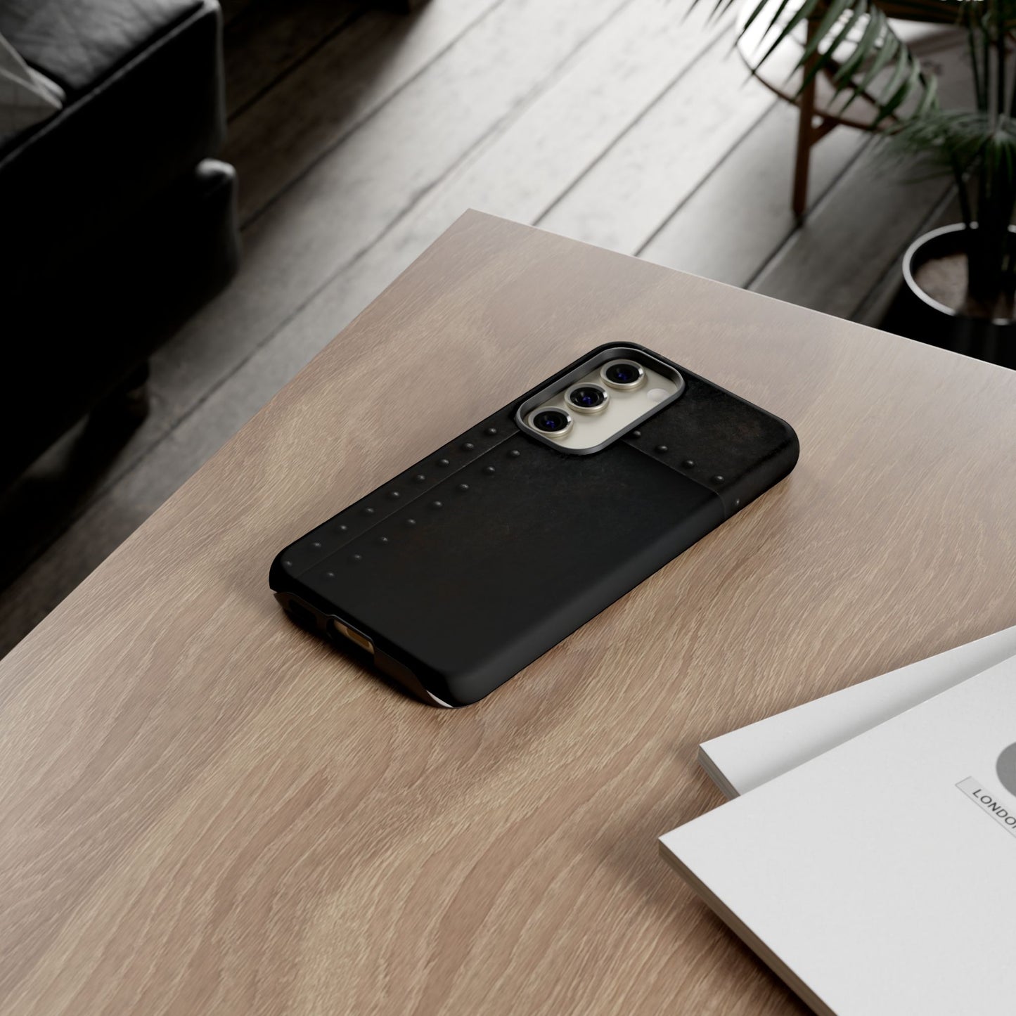 Steel & Smoke – Riveted Shadows Phone Case