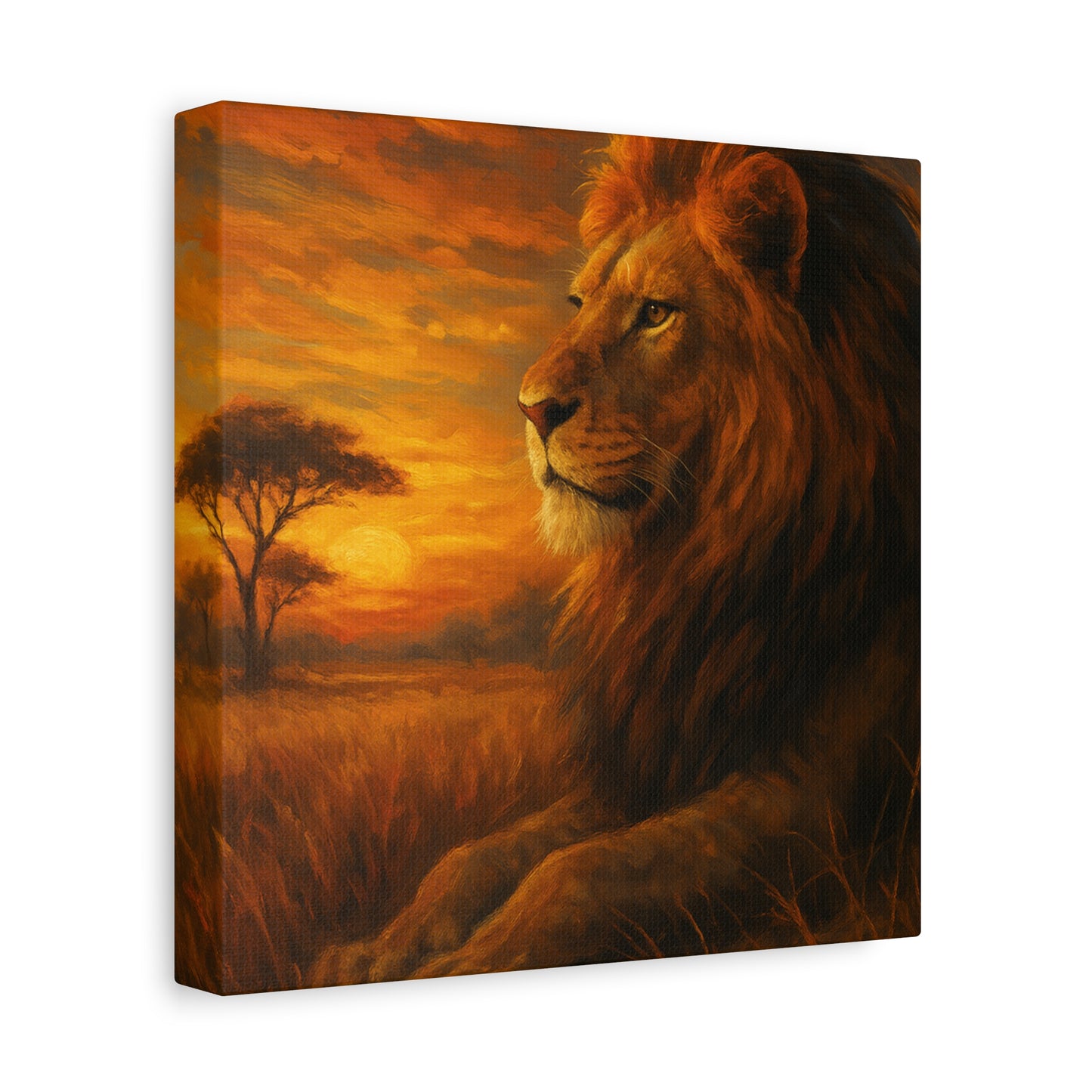 King of the Savanna - Lion Sunset Canvas