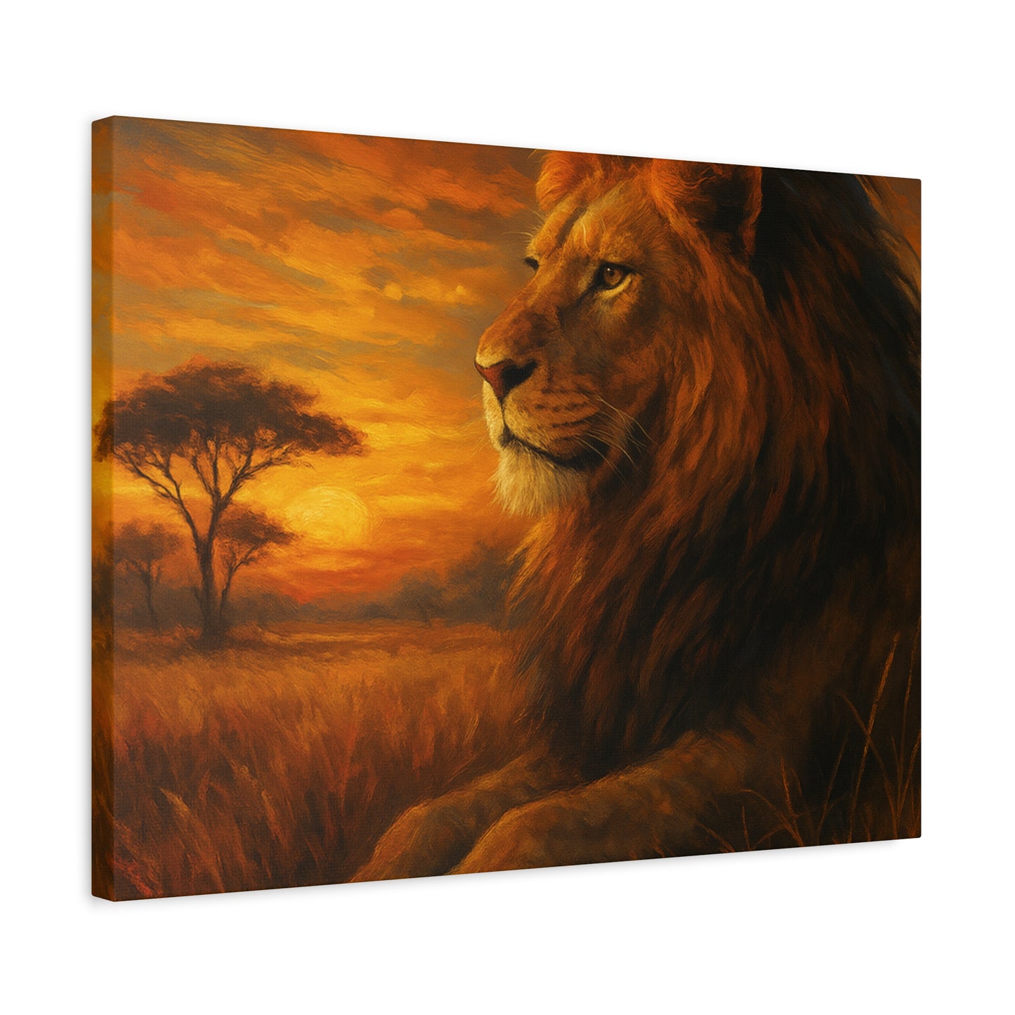King of the Savanna - Lion Sunset Canvas