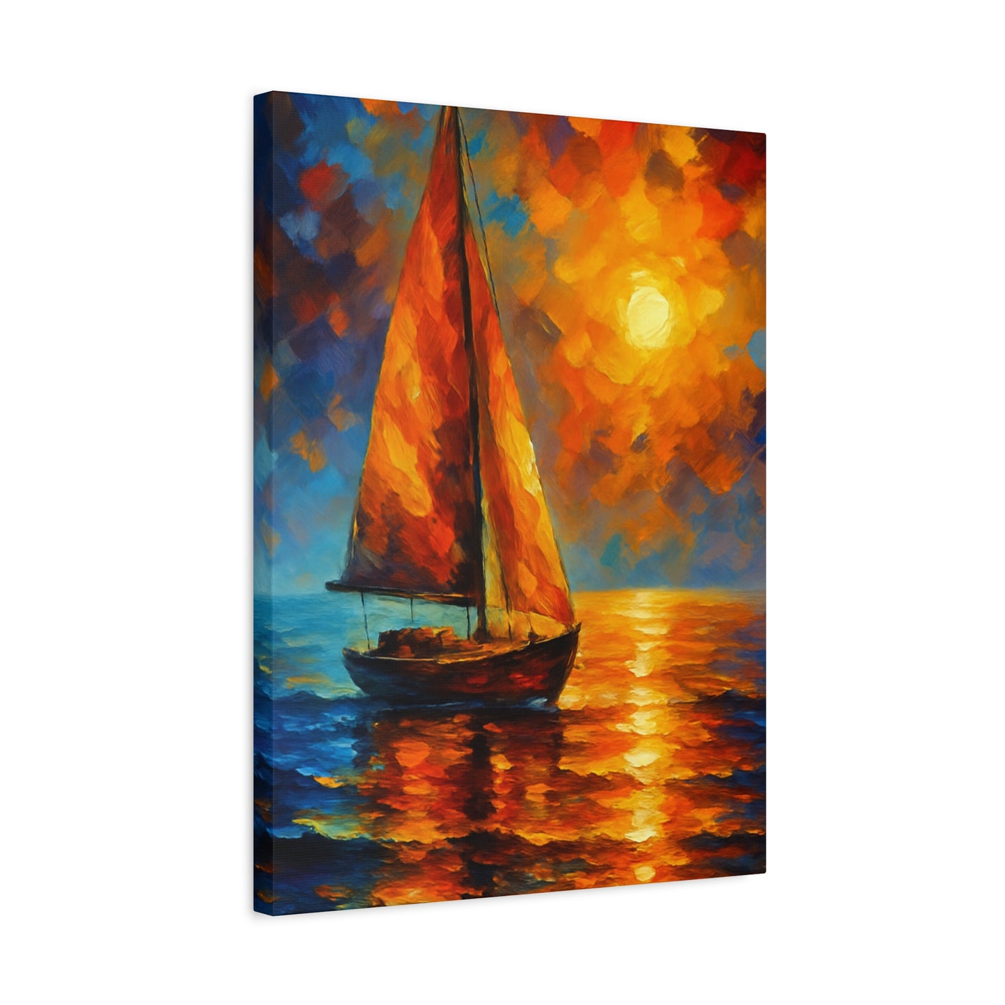 Canvas Art Print, Nautical Wall Decor, Sailboat Painting, Ocean Sunset, Home Decoration, Coastal Art