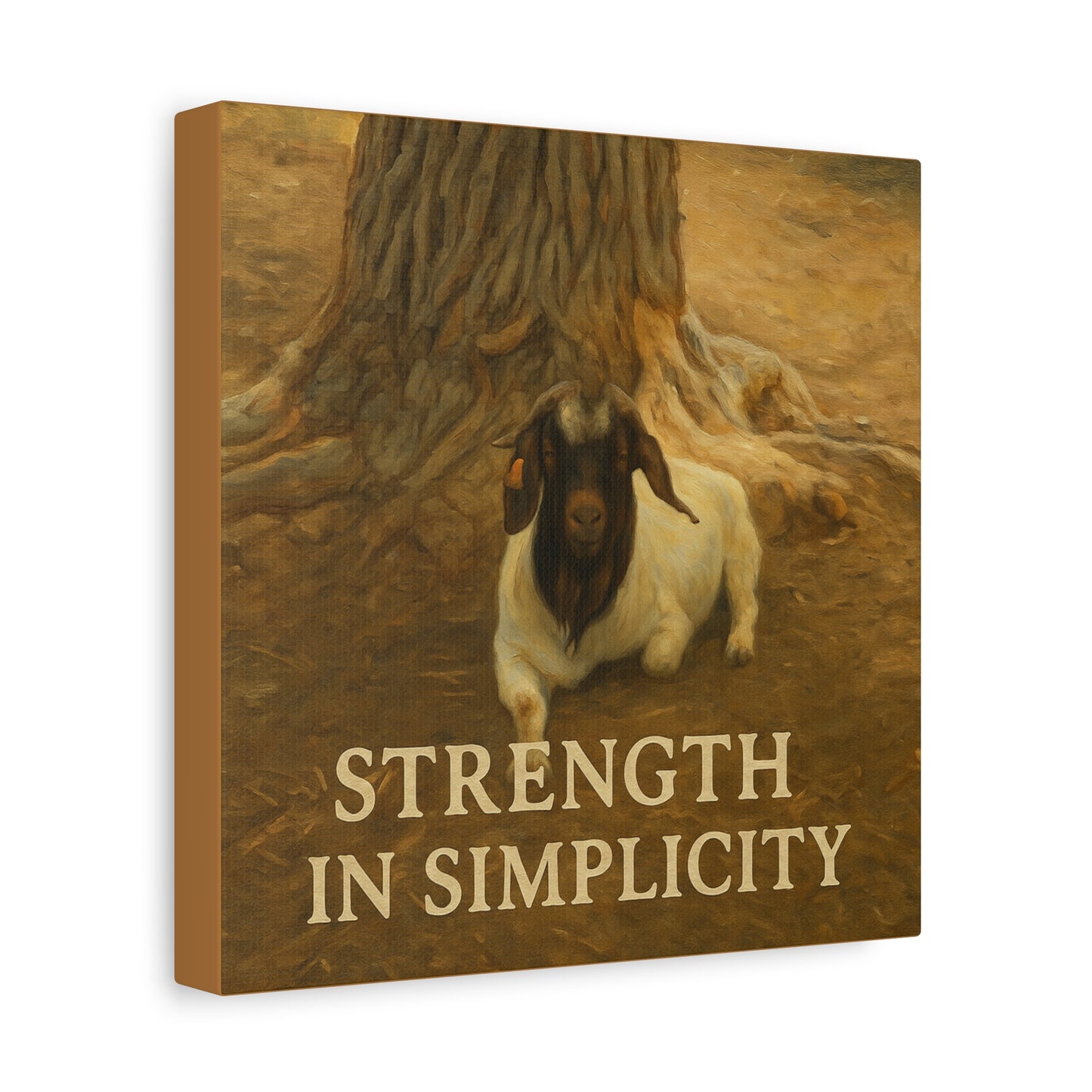 Rustic Goat Canvas Wall Art, Strength in Simplicity Decor, Farmhouse Style, Nature Lovers Gift, Art for Home
