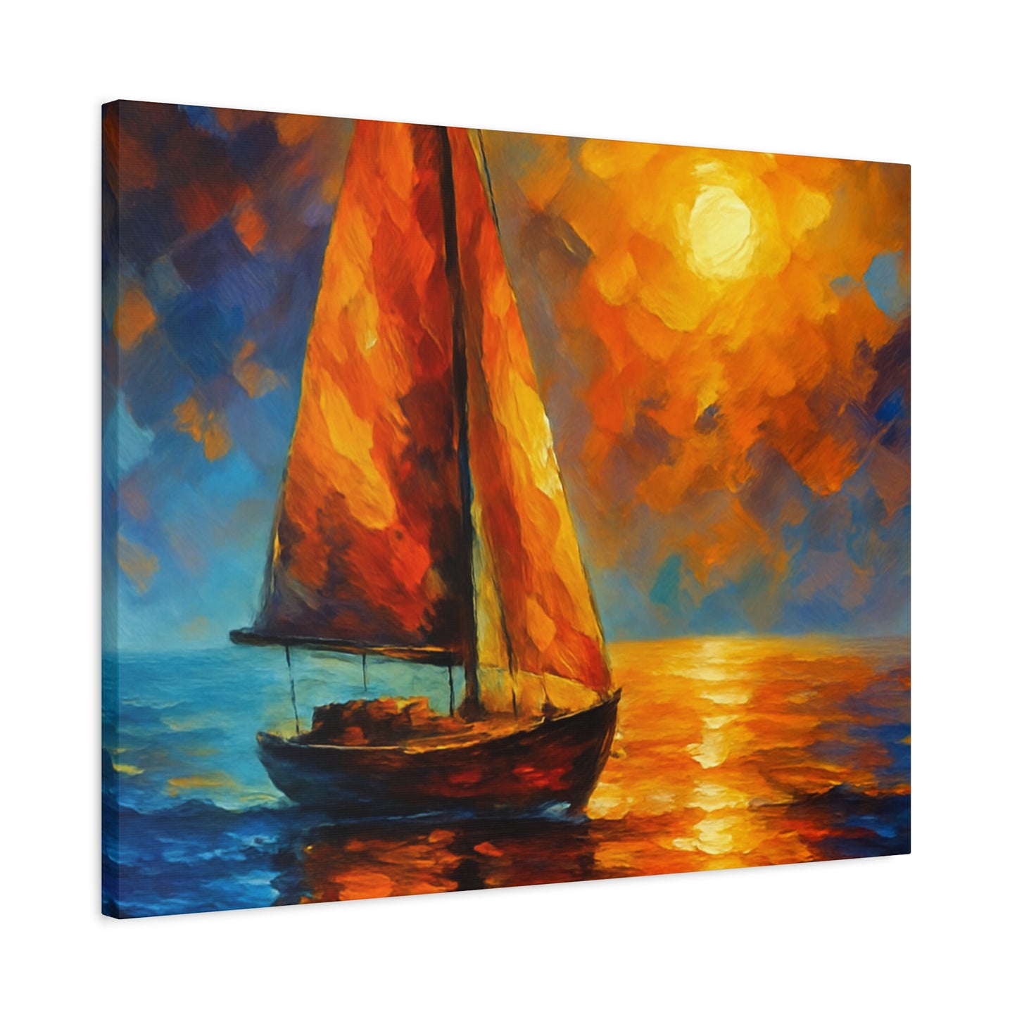 Canvas Art Print, Nautical Wall Decor, Sailboat Painting, Ocean Sunset, Home Decoration, Coastal Art