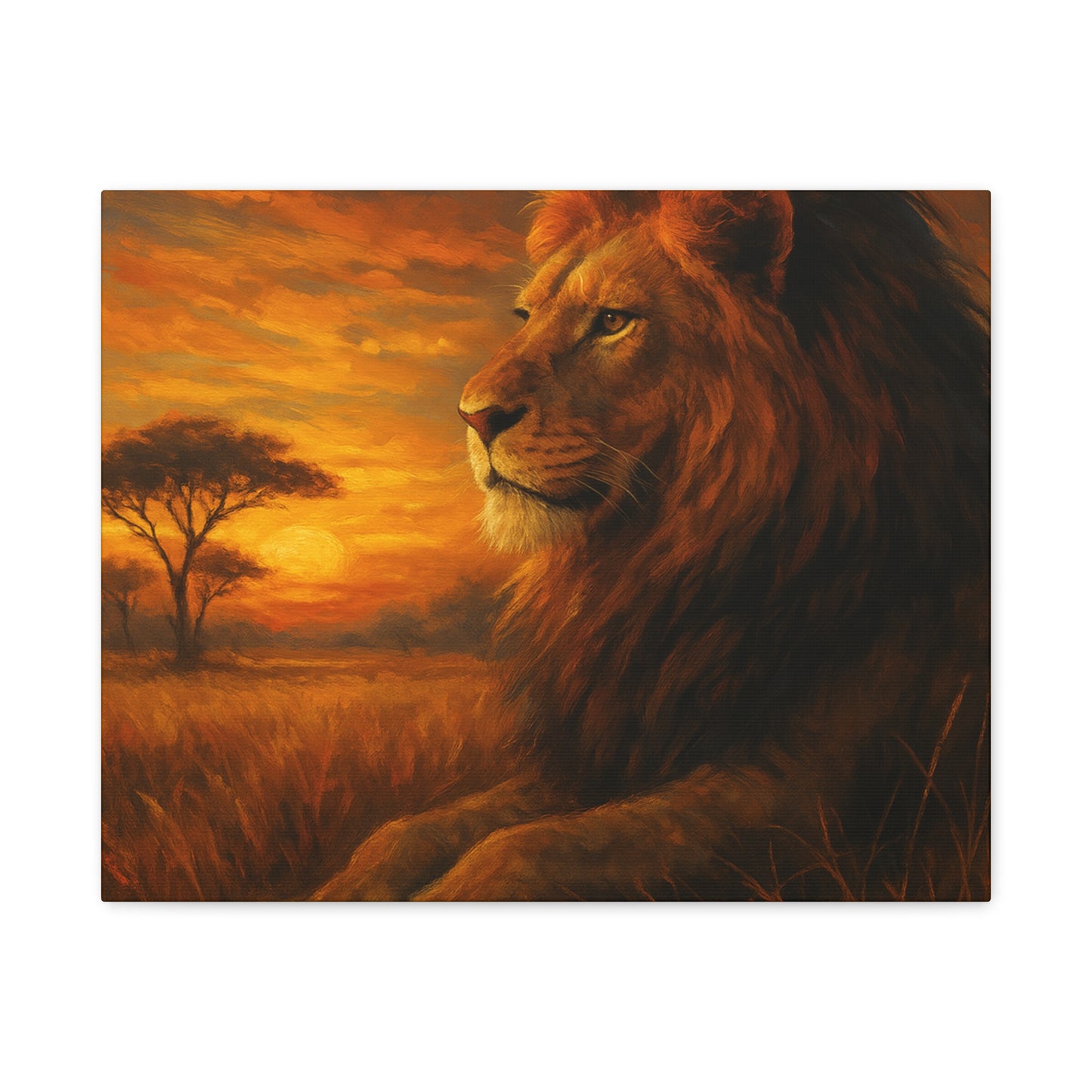 King of the Savanna - Lion Sunset Canvas