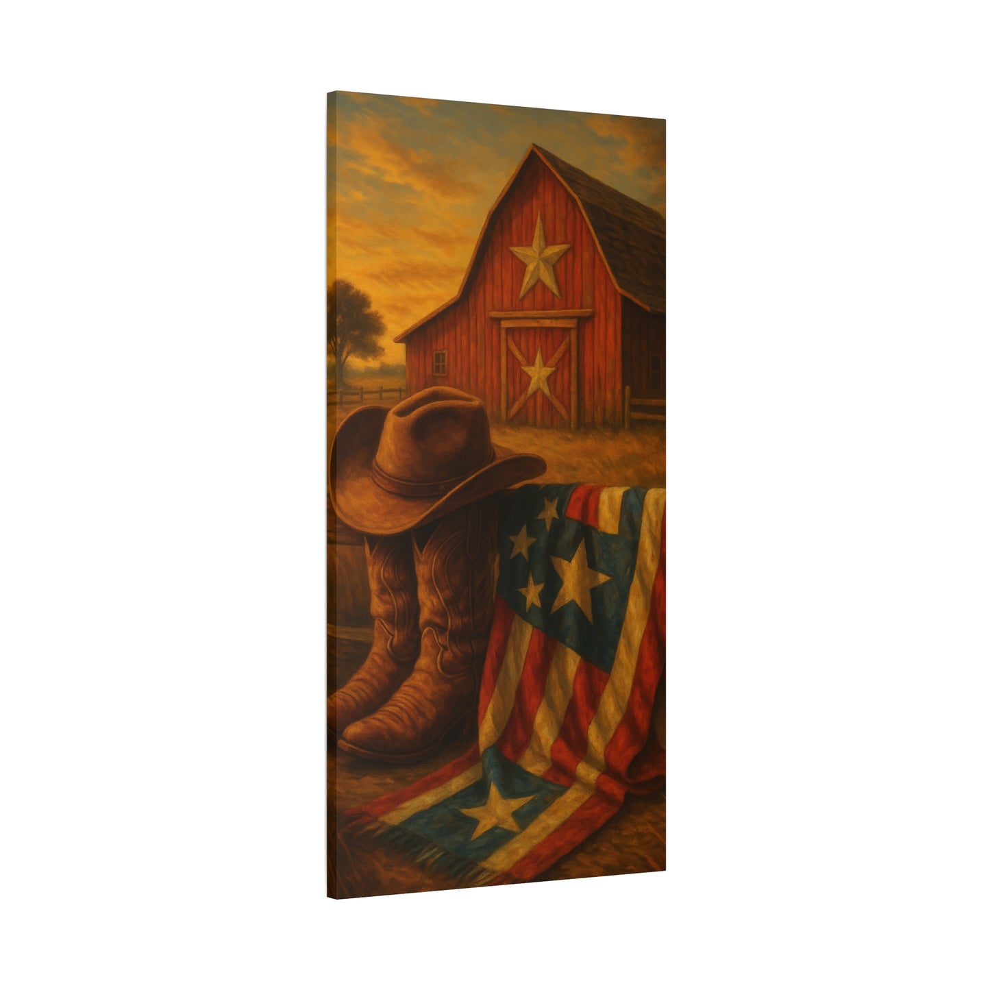 Rustic Canvas Art Print, Western Decor, Cowboy Hat and Boots, Americana Wall Art, Perfect Gift for Country Lovers