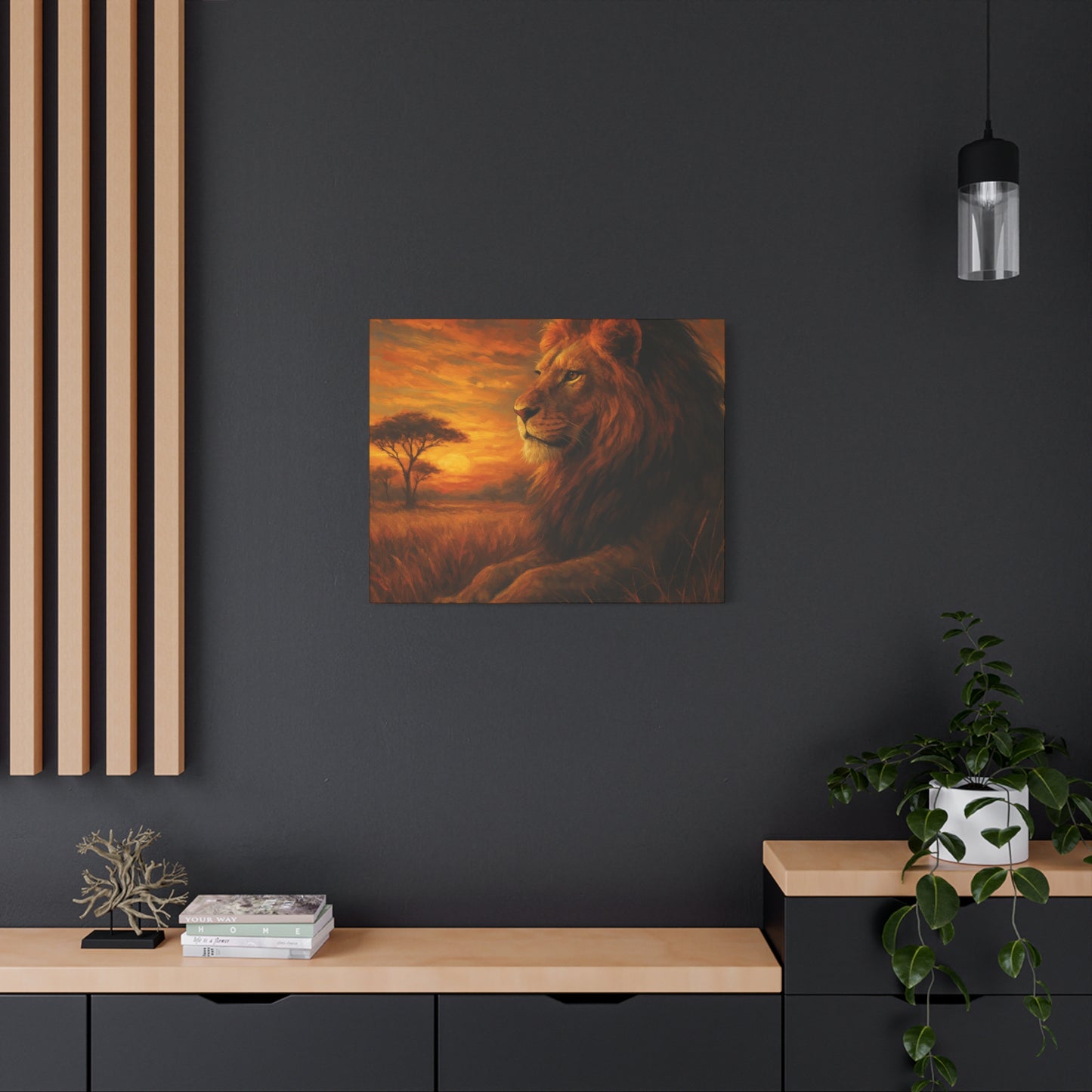 King of the Savanna - Lion Sunset Canvas