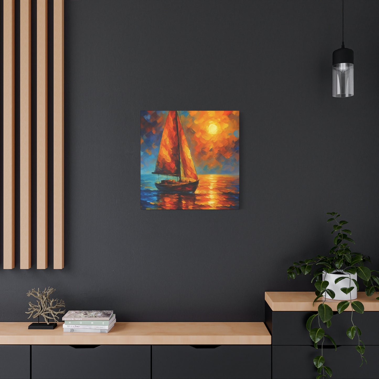 Canvas Art Print, Nautical Wall Decor, Sailboat Painting, Ocean Sunset, Home Decoration, Coastal Art