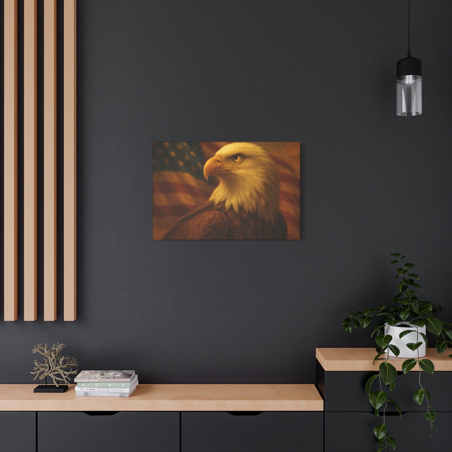 Patriotic Eagle Canvas Wall Art - American Flag Decor, Home Office, Gift for Veterans, National Holidays, Wall Decor